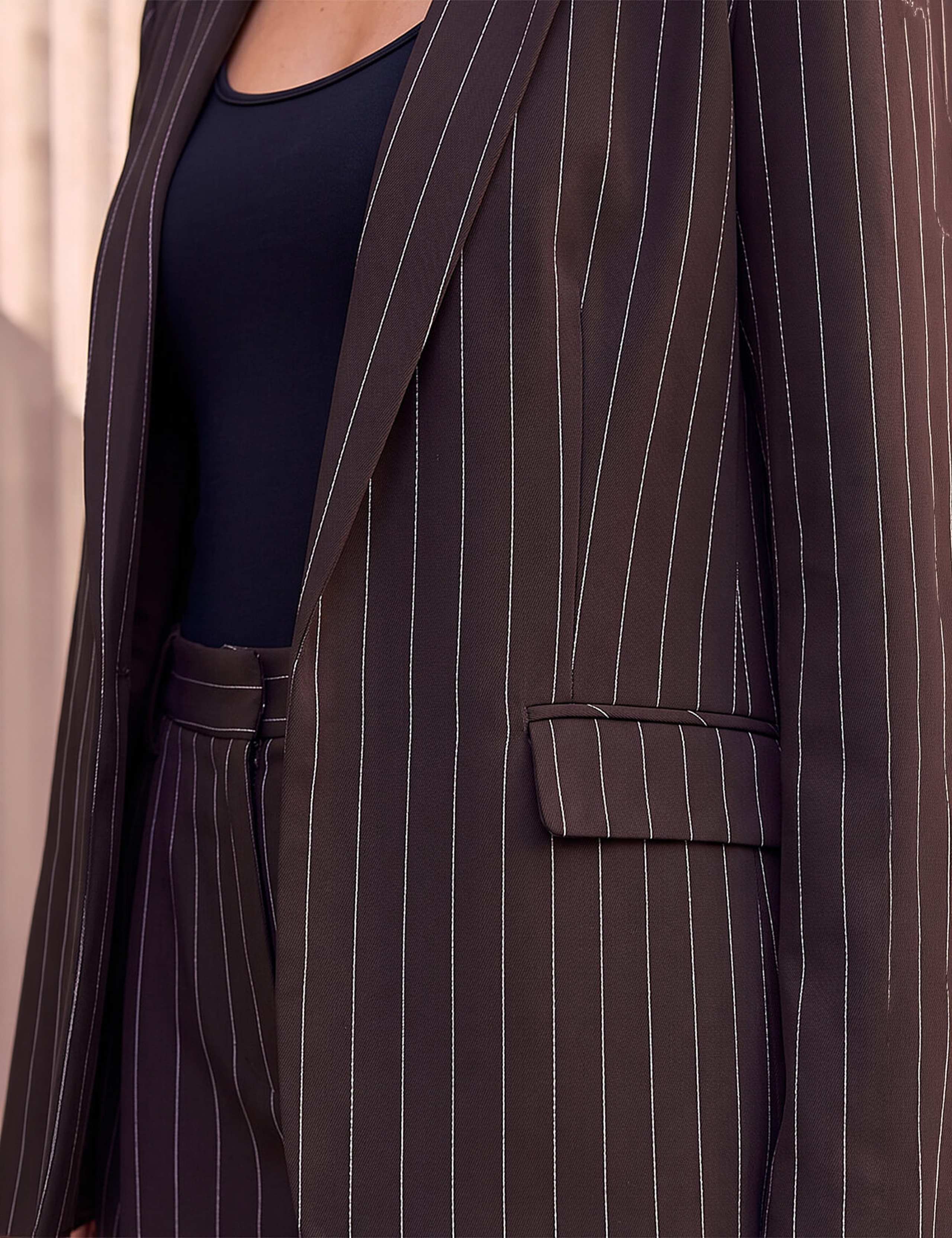 Pinstriped Cropped Jacket 4 of 4