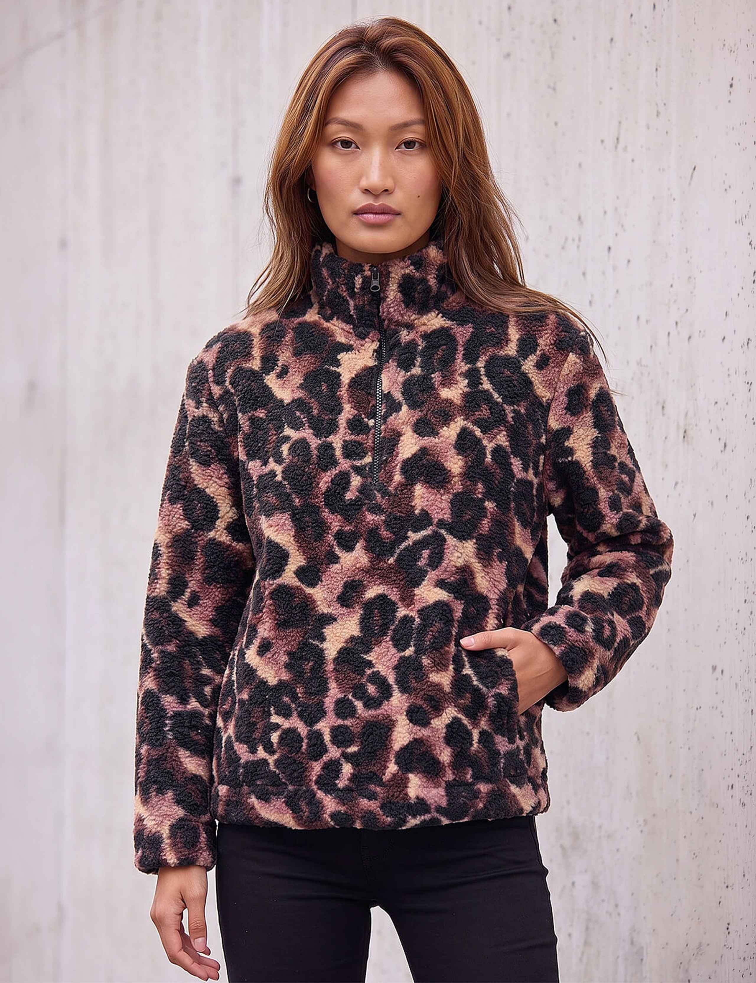 Printed Zip Neck Cropped Jacket 1 of 4
