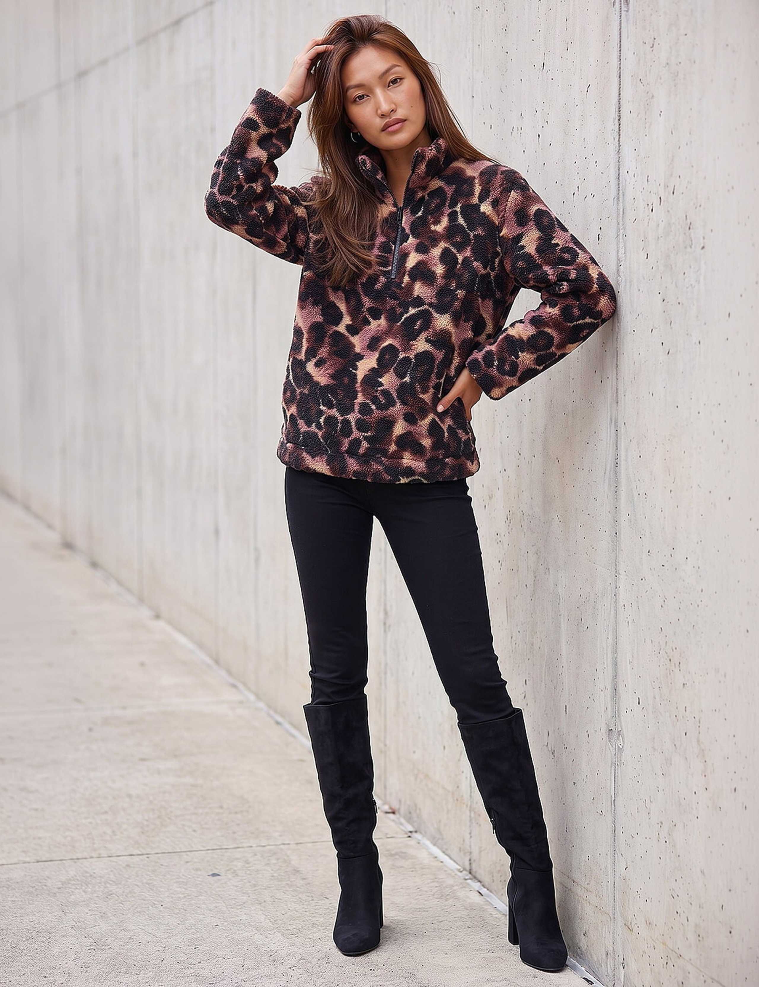 Printed Zip Neck Cropped Jacket 2 of 4