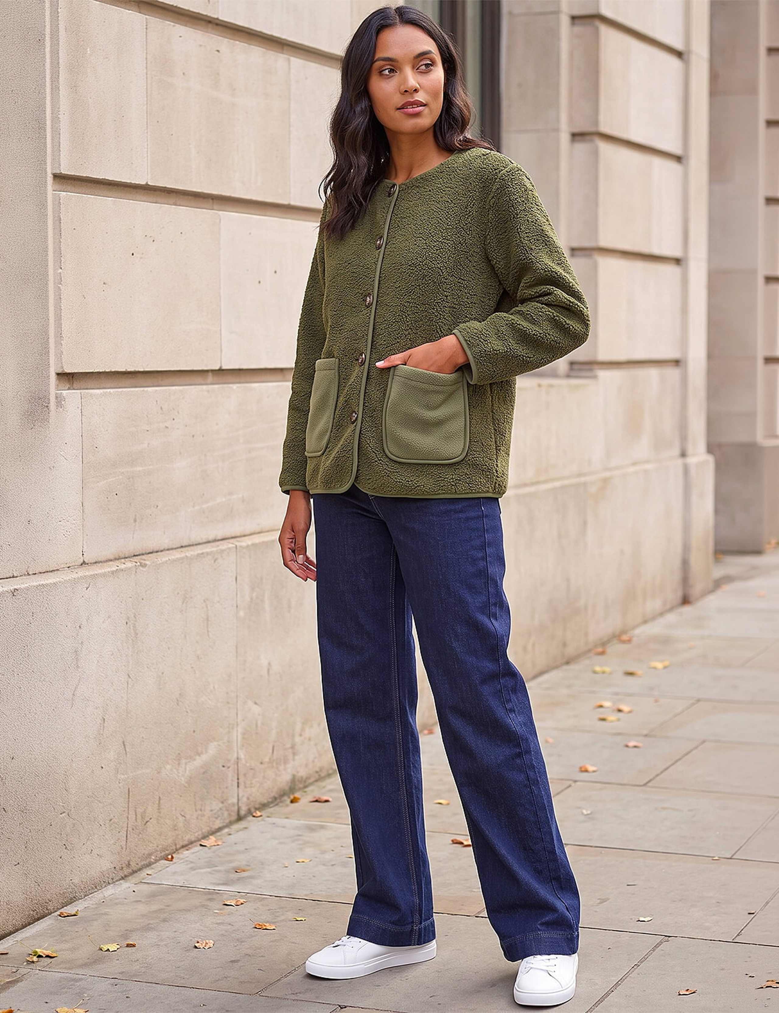 Fleece Pocket Front Cropped Jacket 2 of 4