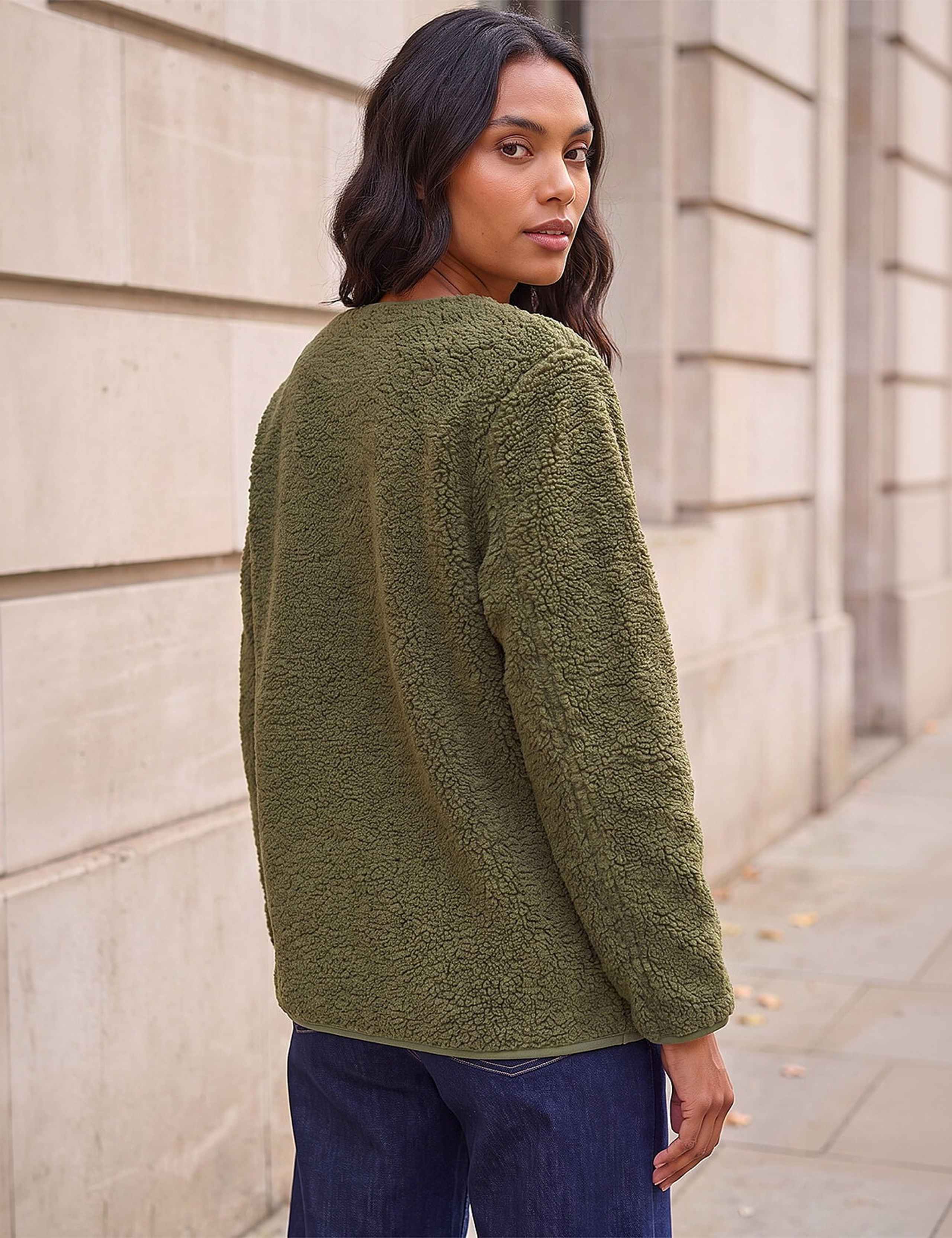 Fleece Pocket Front Cropped Jacket 4 of 4