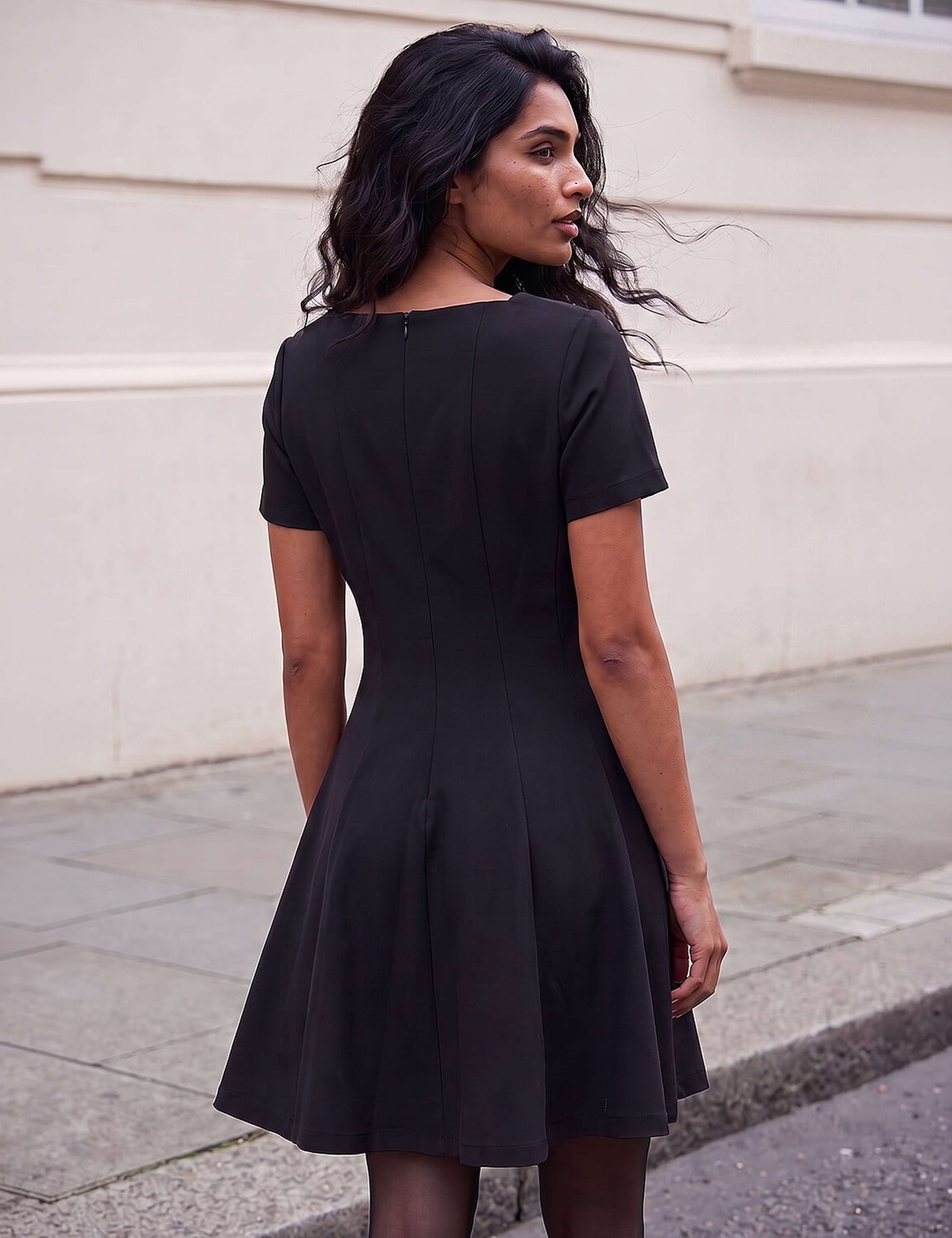 Square Neck Panel Zip Up Knee Length Dress 4 of 4