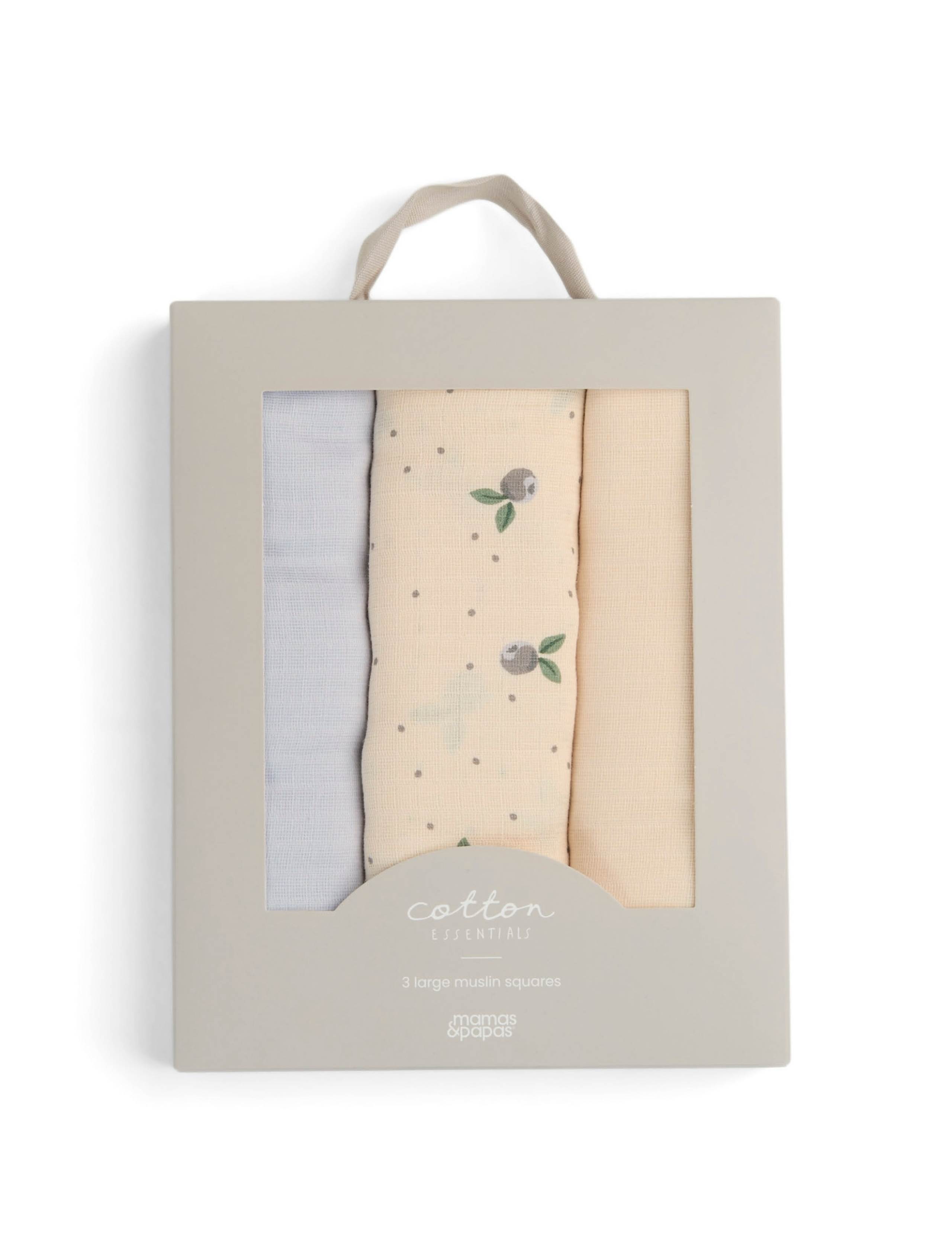 3 Pack Pure Cotton Large Blueberry Muslin Squares 3 of 3