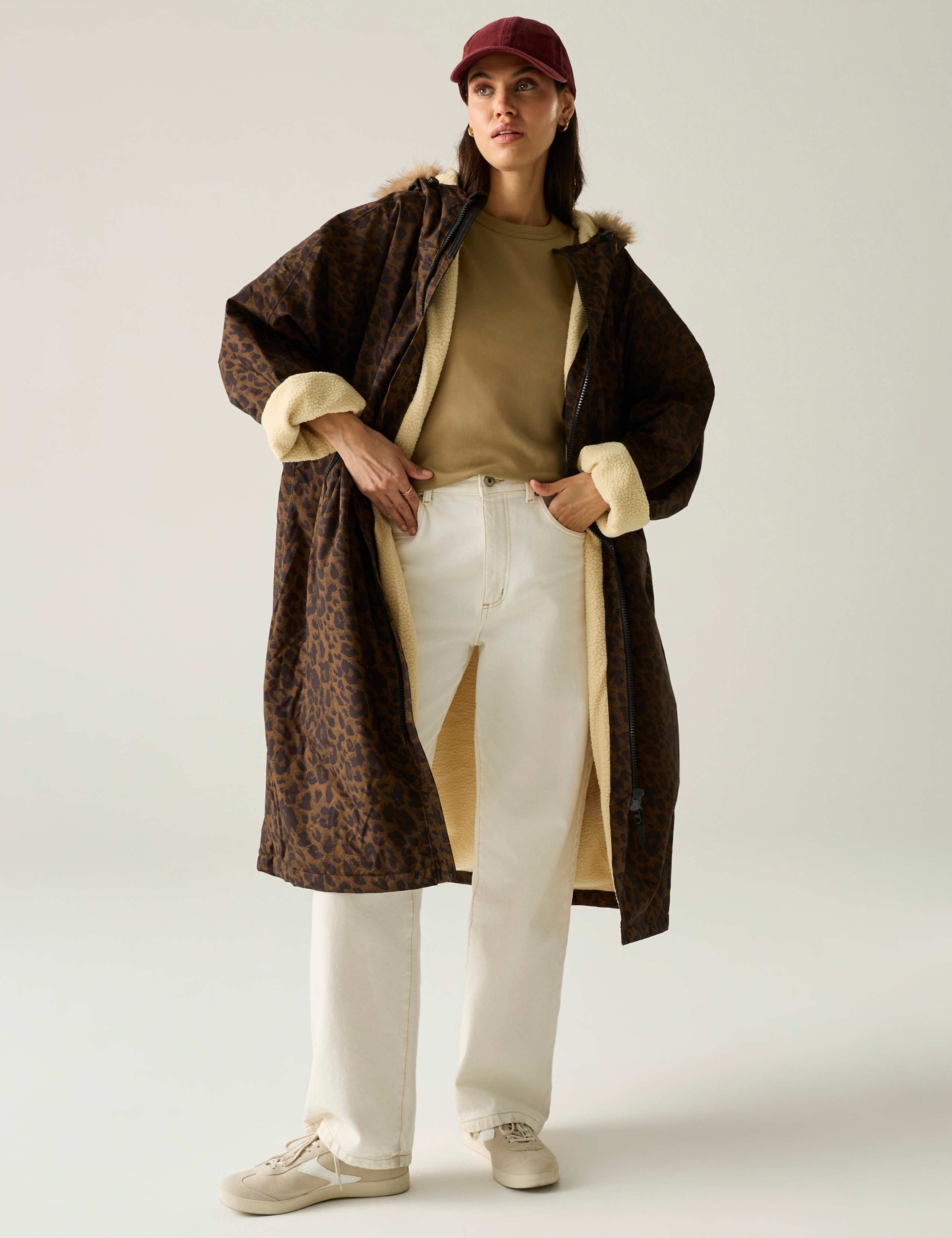 Leopard Print Padded Hooded Changing Robe 1 of 8