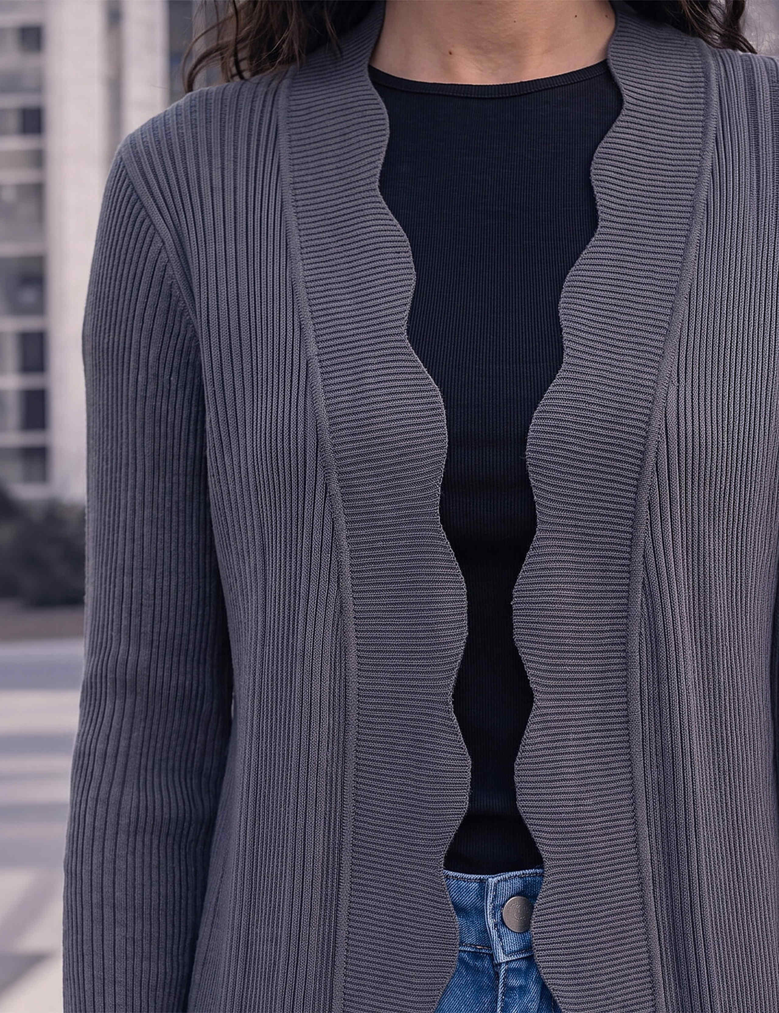 Ribbed Scallop Edge Cardigan 4 of 4