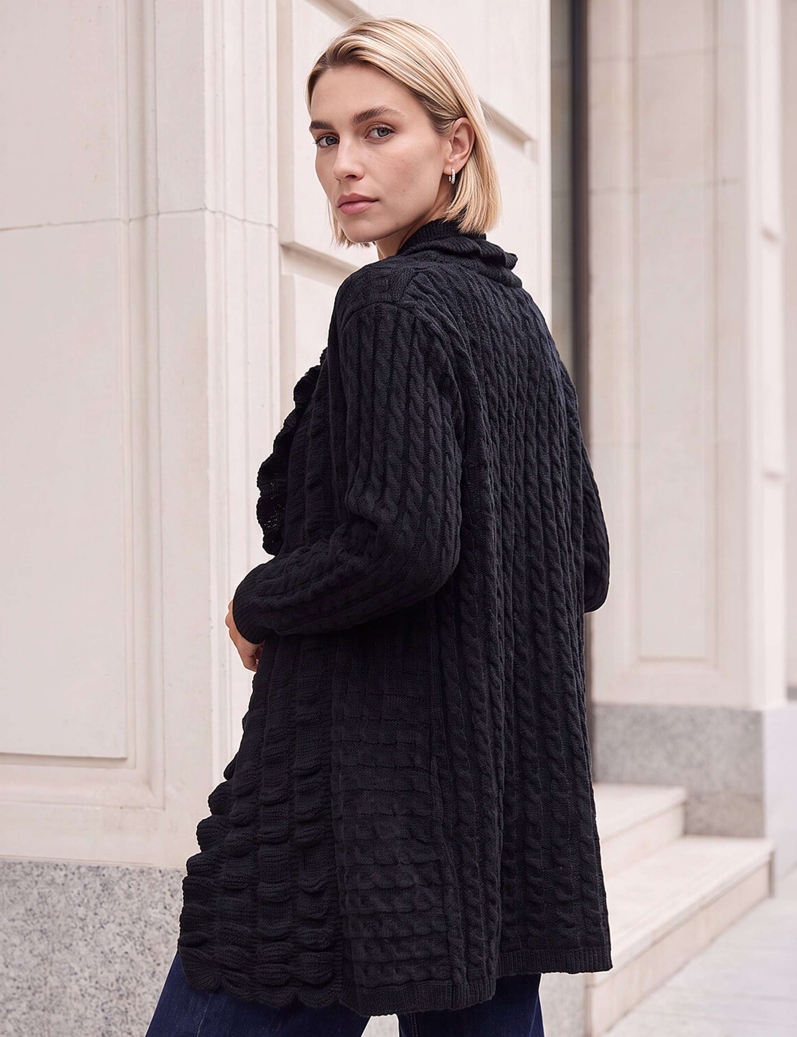 Longline Ruffle Detail Cardigan 3 of 4