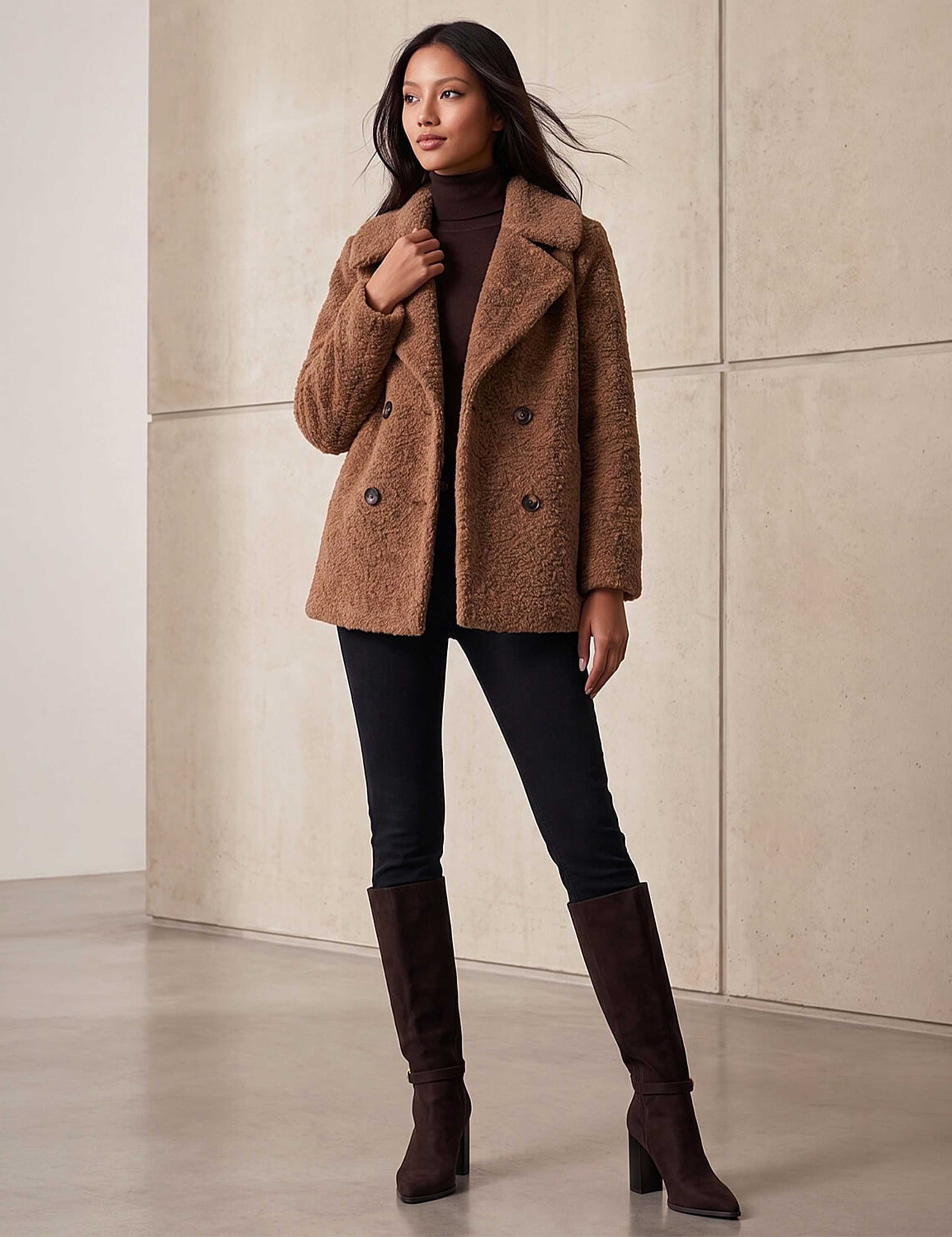 Petite Double Breasted Boucle Coat 2 of 4