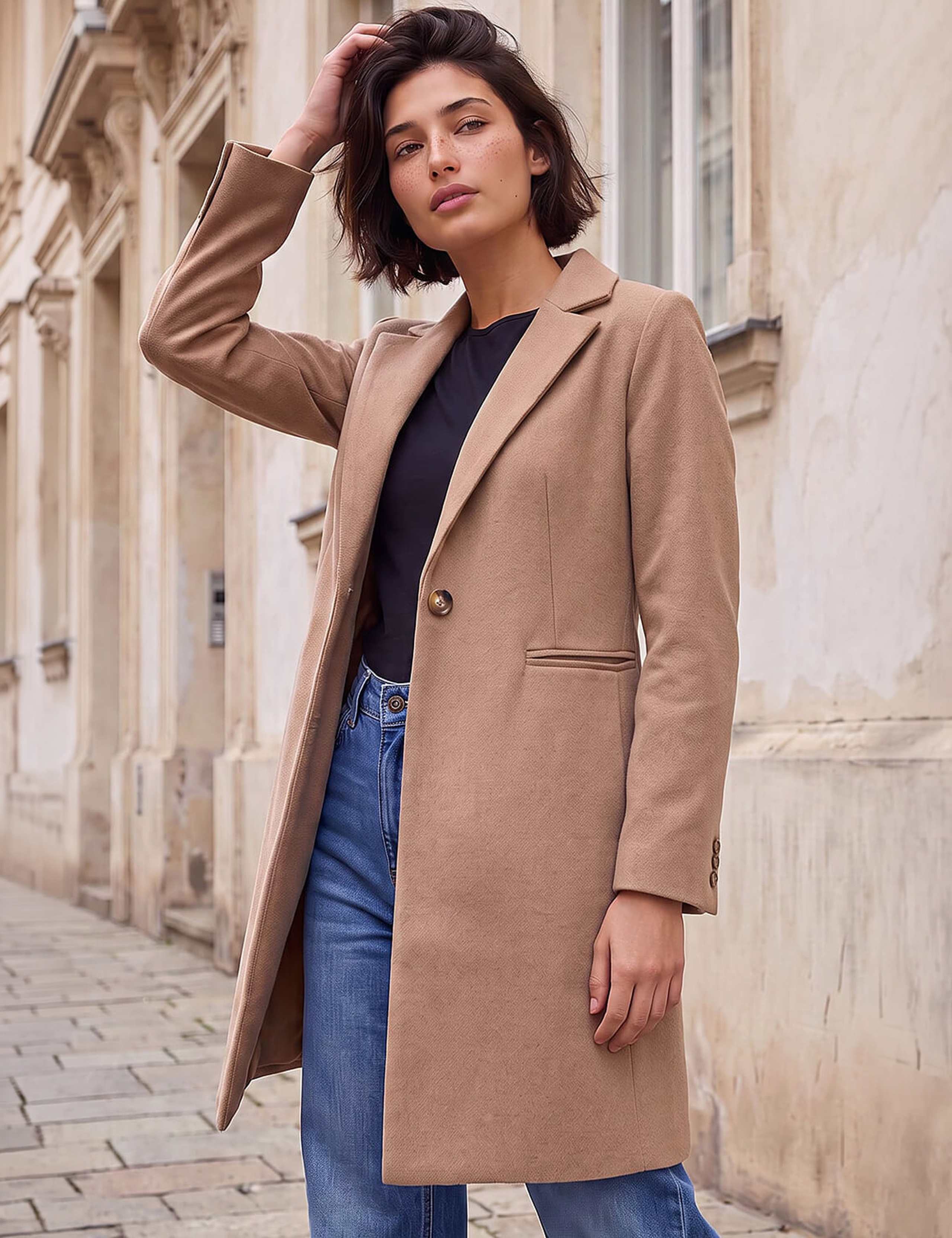 Single Breasted Revere Collar Tailored Coat 2 of 4