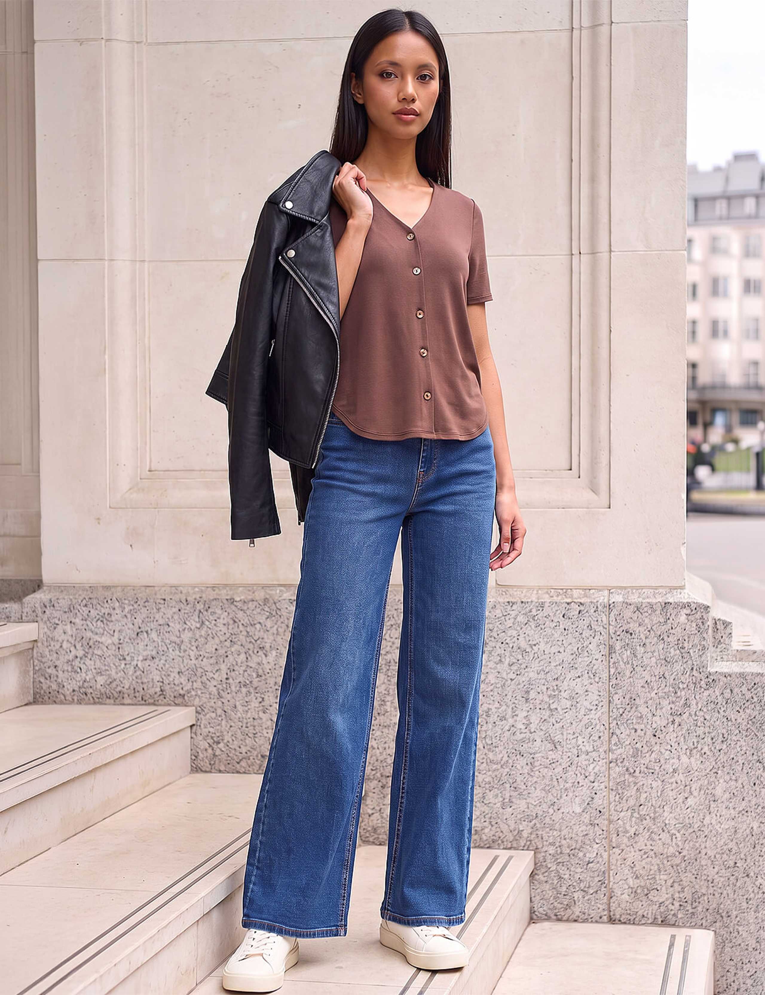 Modal Rich V Neck Button Through Blouse 2 of 3