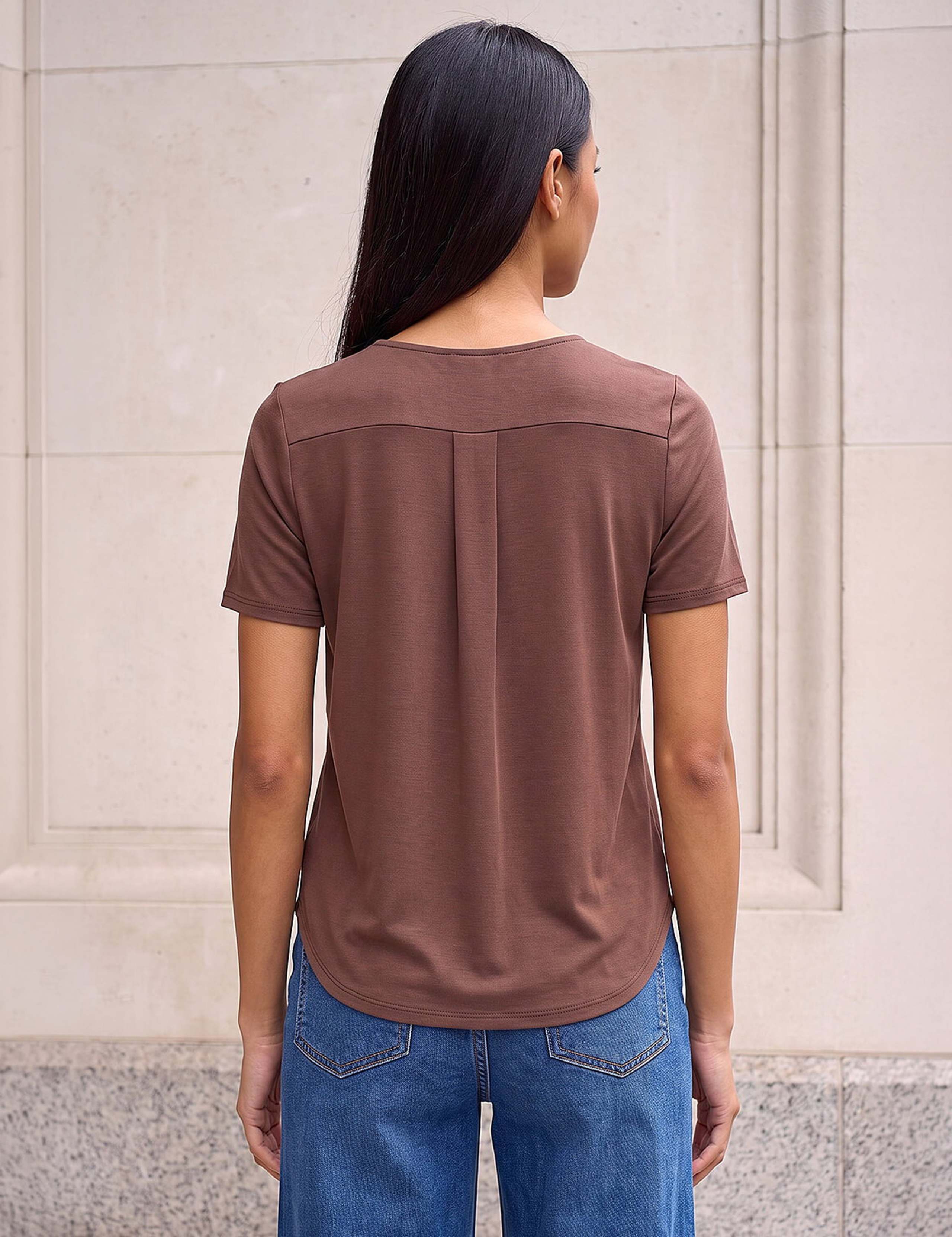 Modal Rich V Neck Button Through Blouse 3 of 3