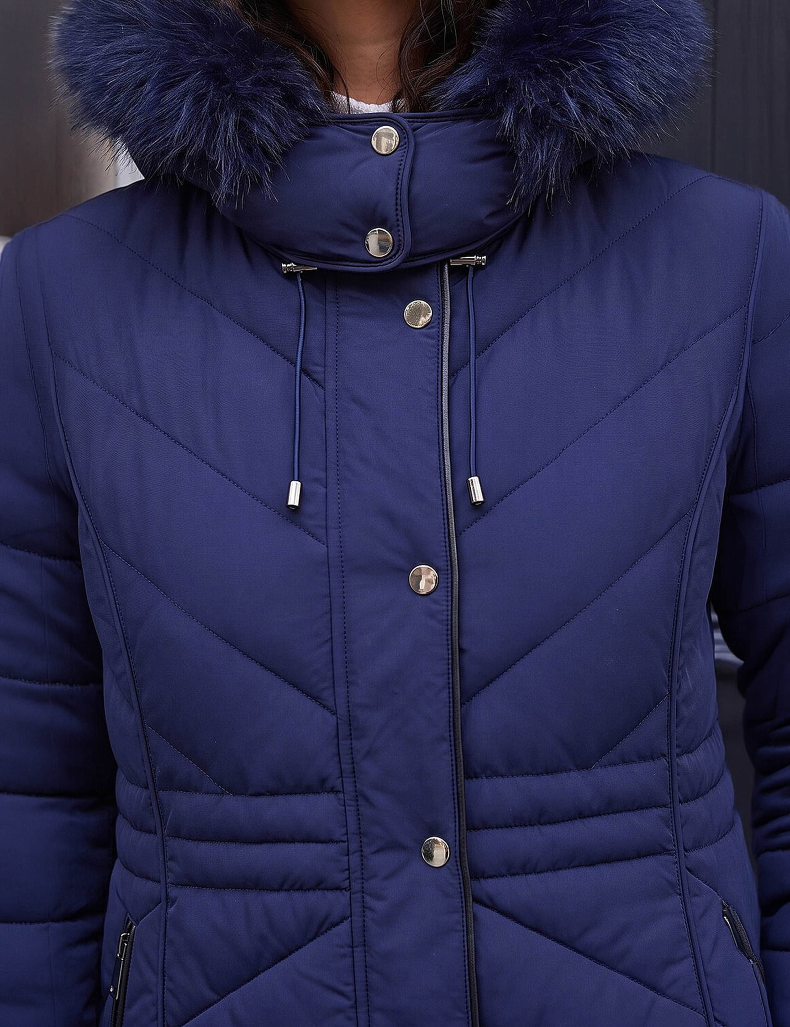 Padded Faux Fur Trim Hooded Coat 4 of 4