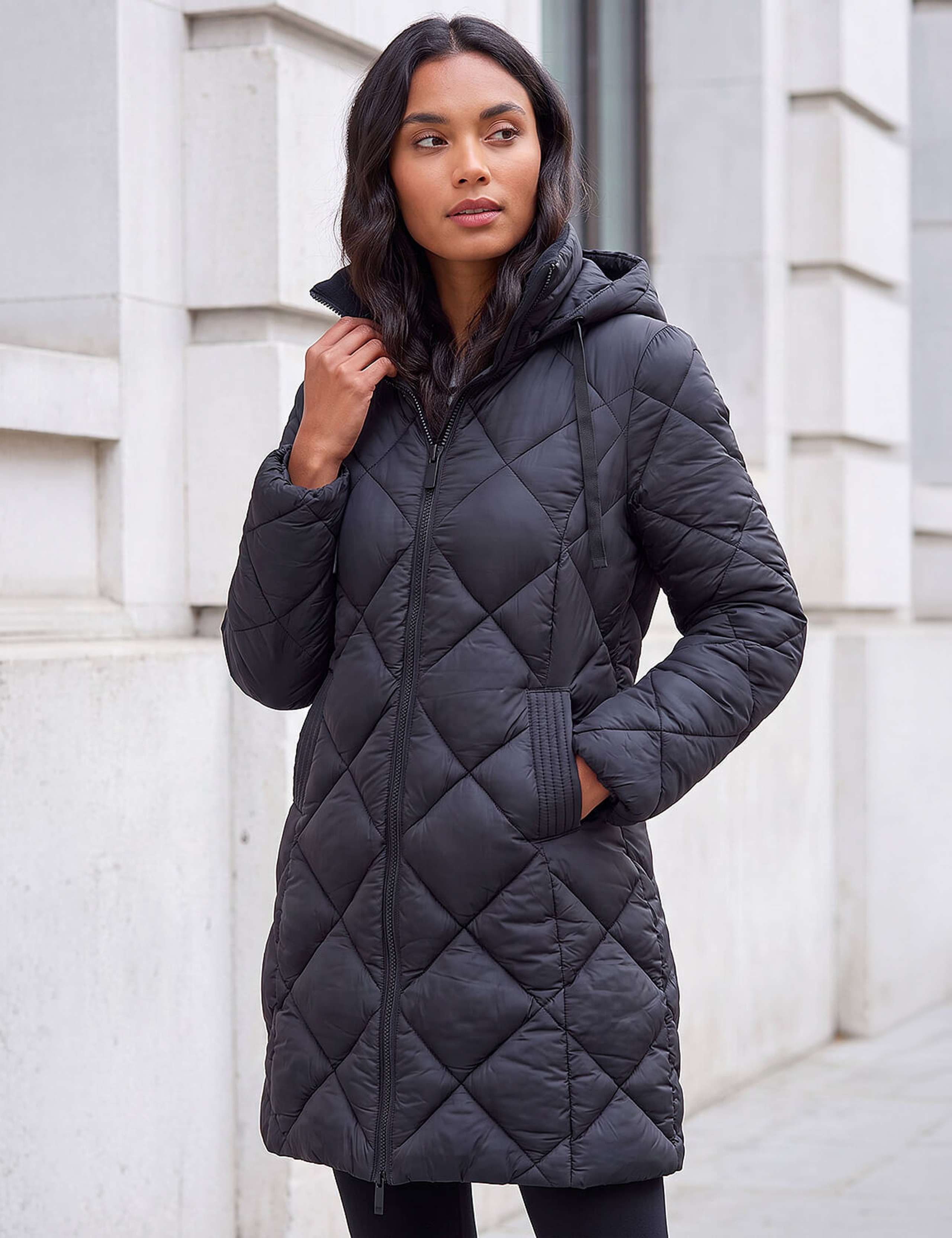 Diamond Quilted Padded Hooded Coat 2 of 4