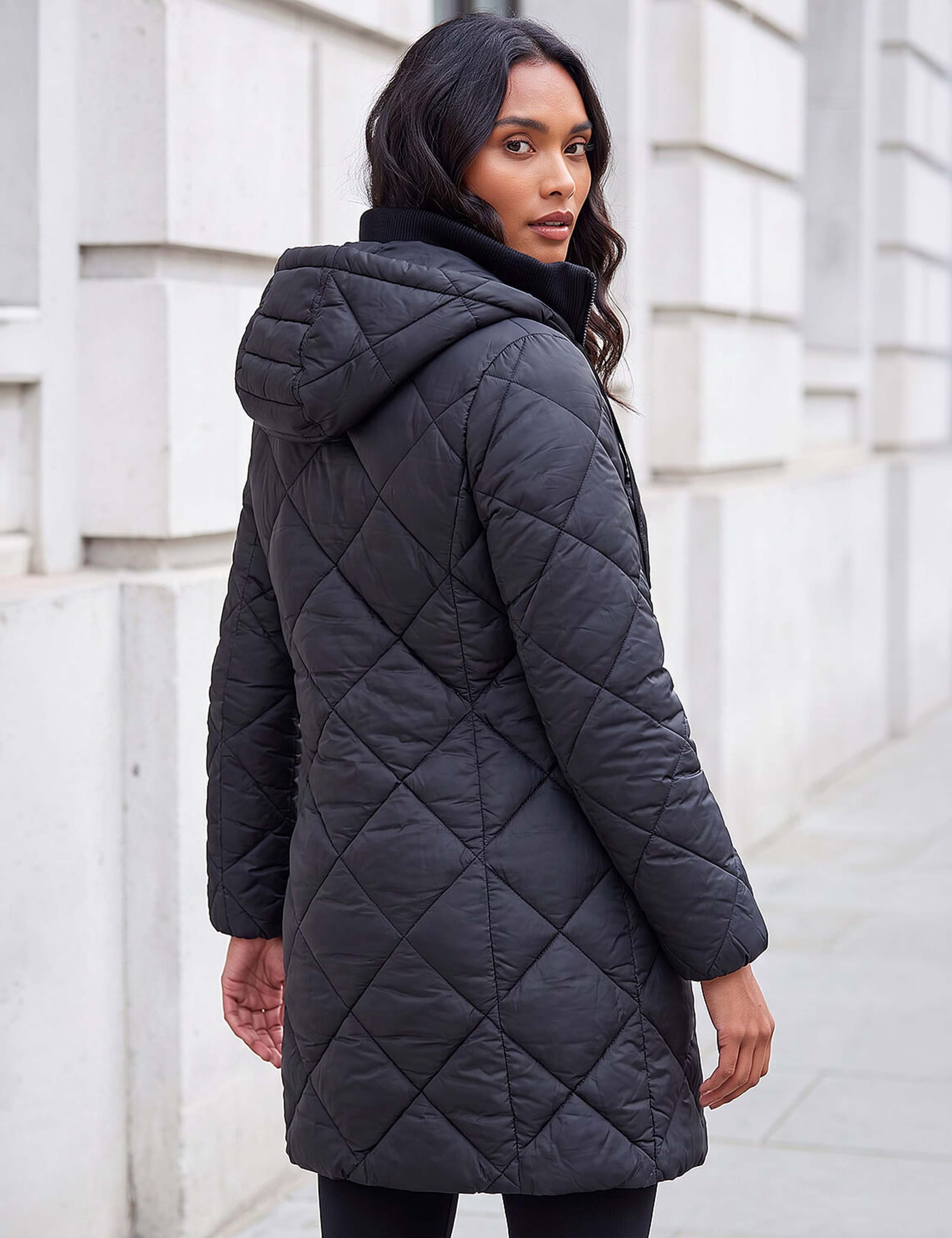Diamond Quilted Padded Hooded Coat 3 of 4