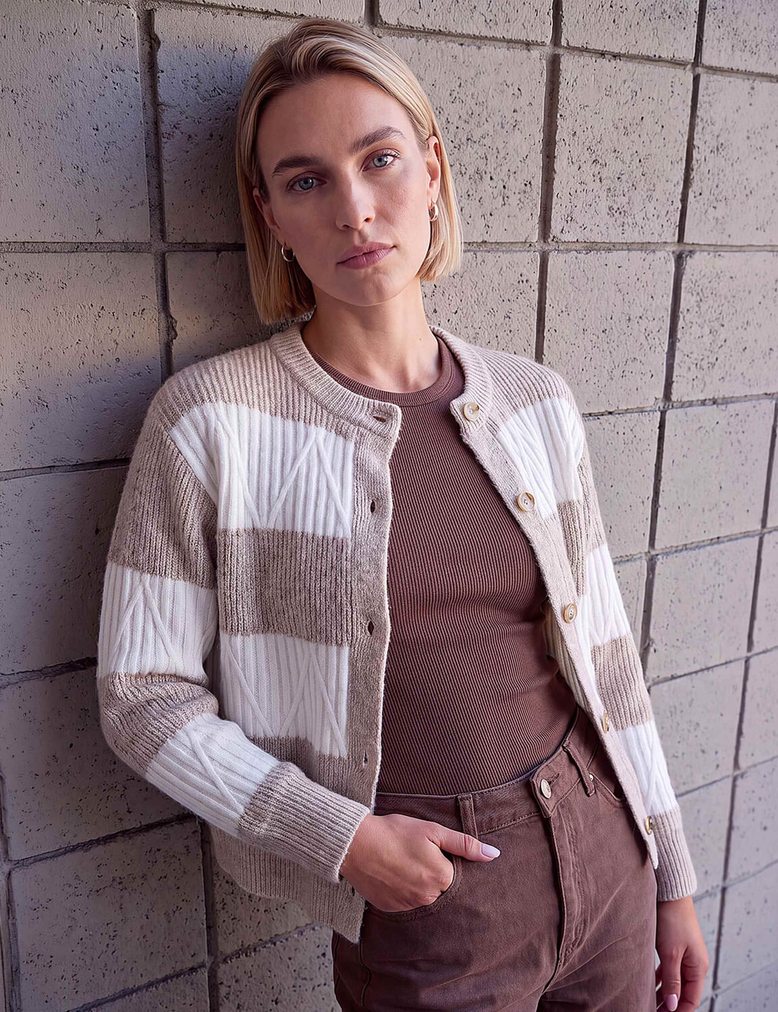 Striped Button Front Cardigan 4 of 4