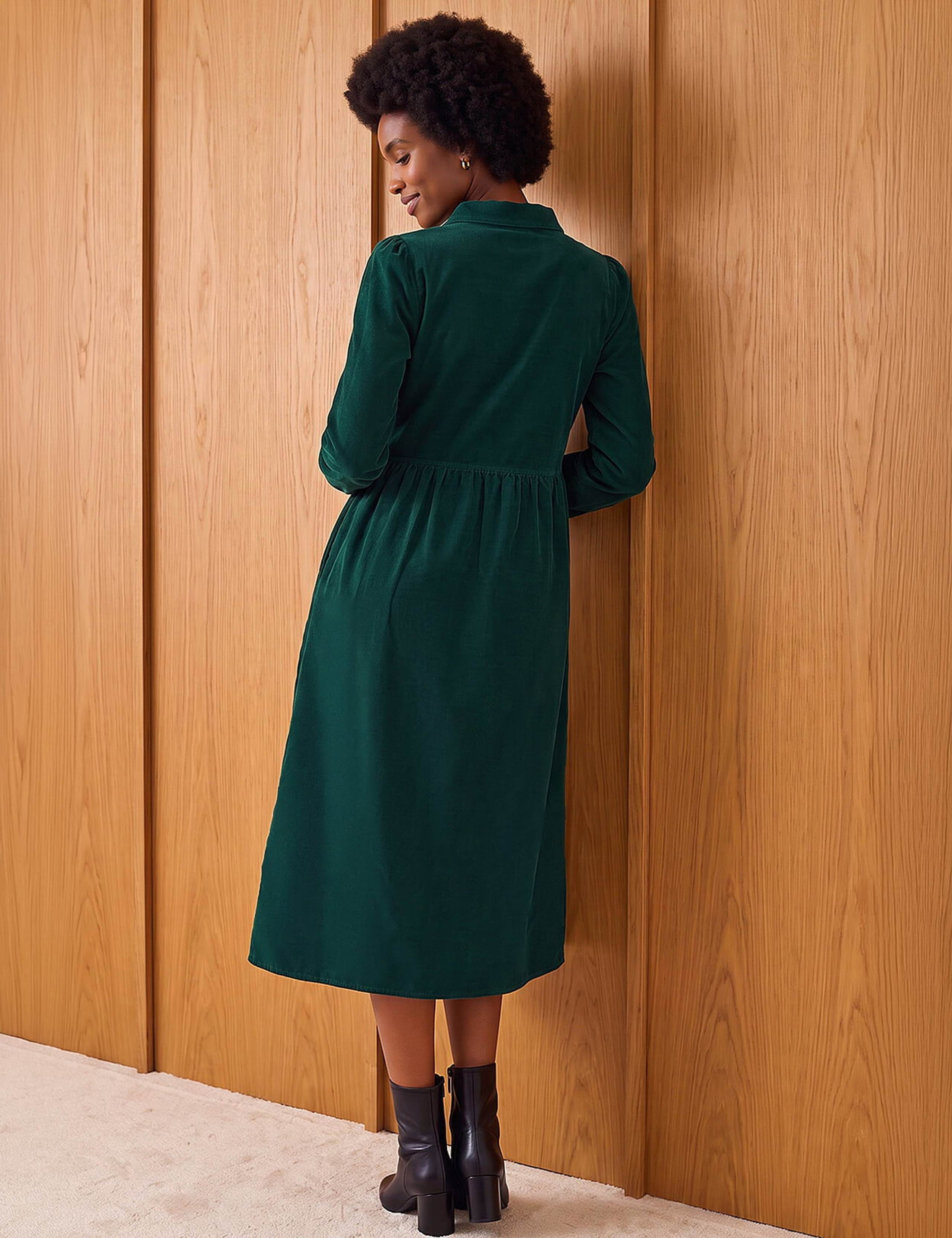 Cord Collared Zip Up Midi Dress 3 of 4