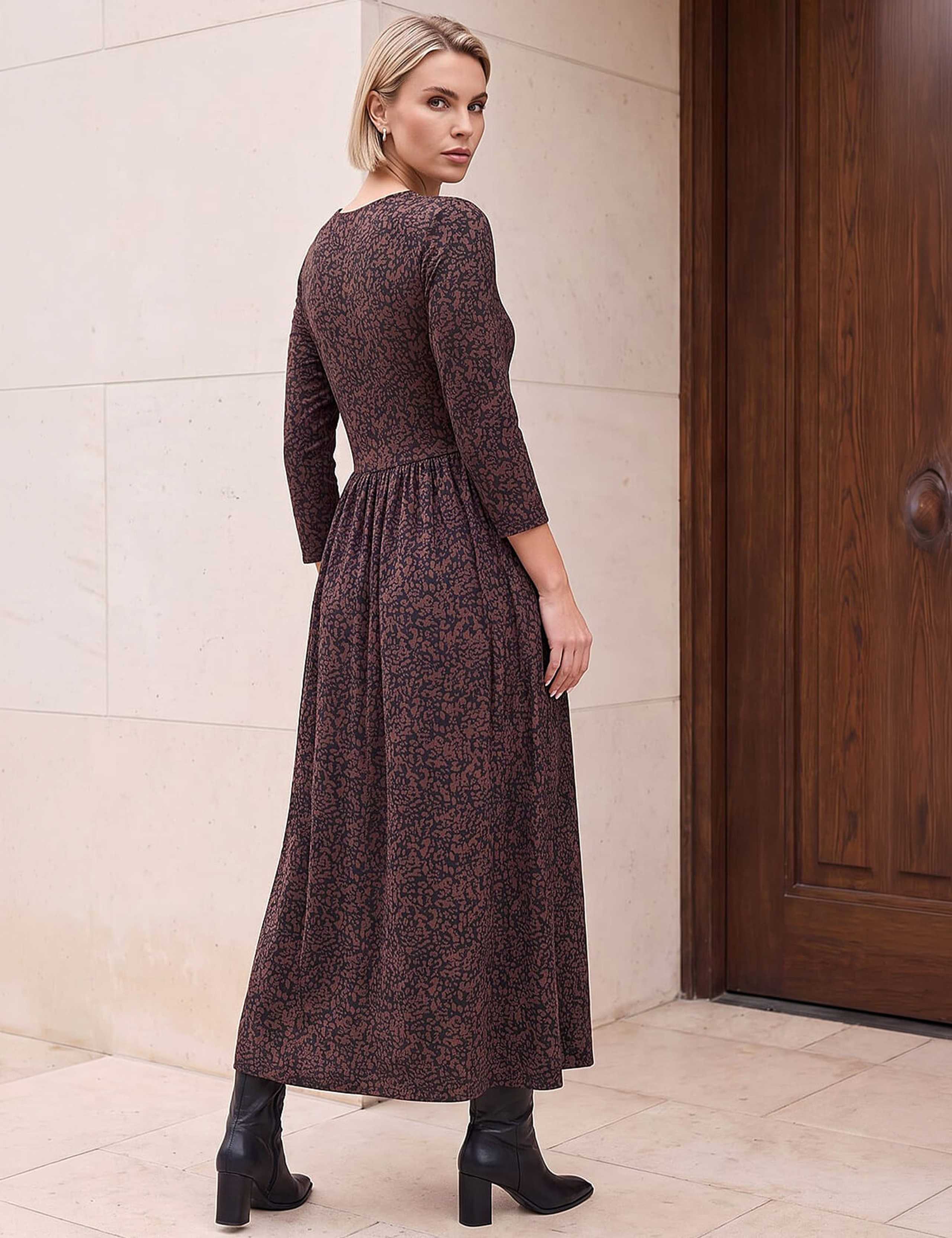 Speckled Print Ruched Midi Dress 2 of 4
