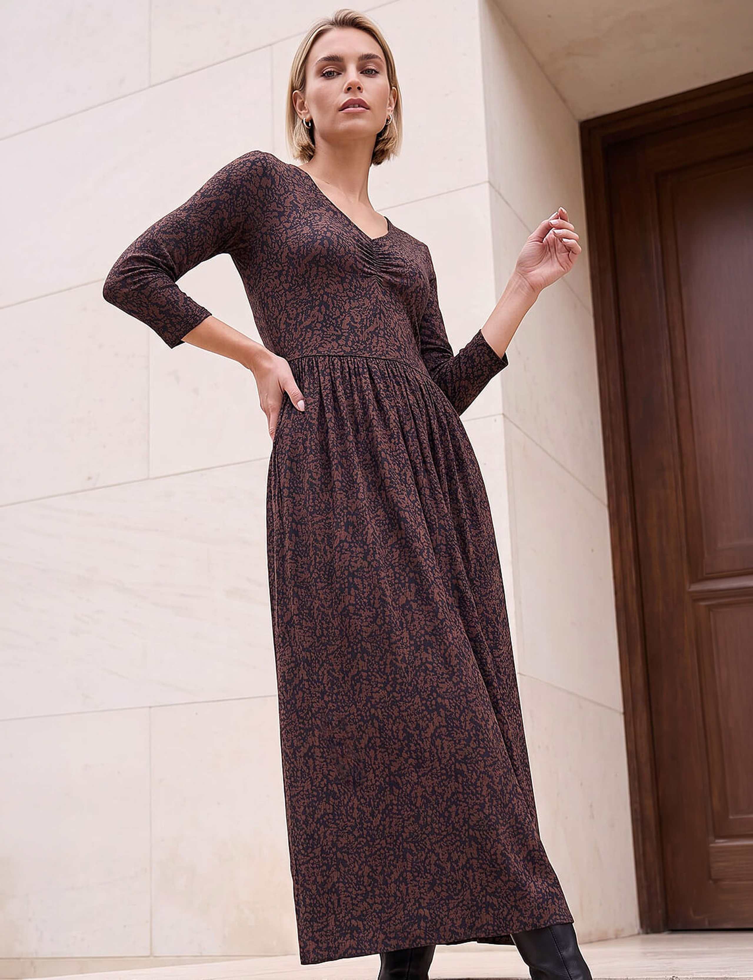 Speckled Print Ruched Midi Dress 3 of 4