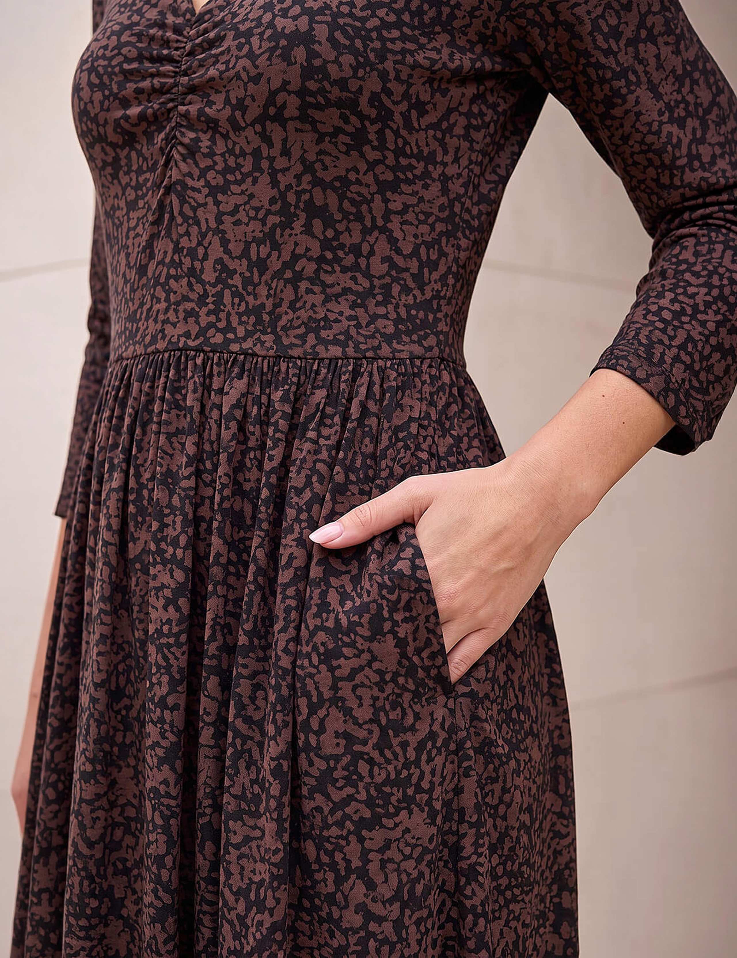 Speckled Print Ruched Midi Dress 4 of 4