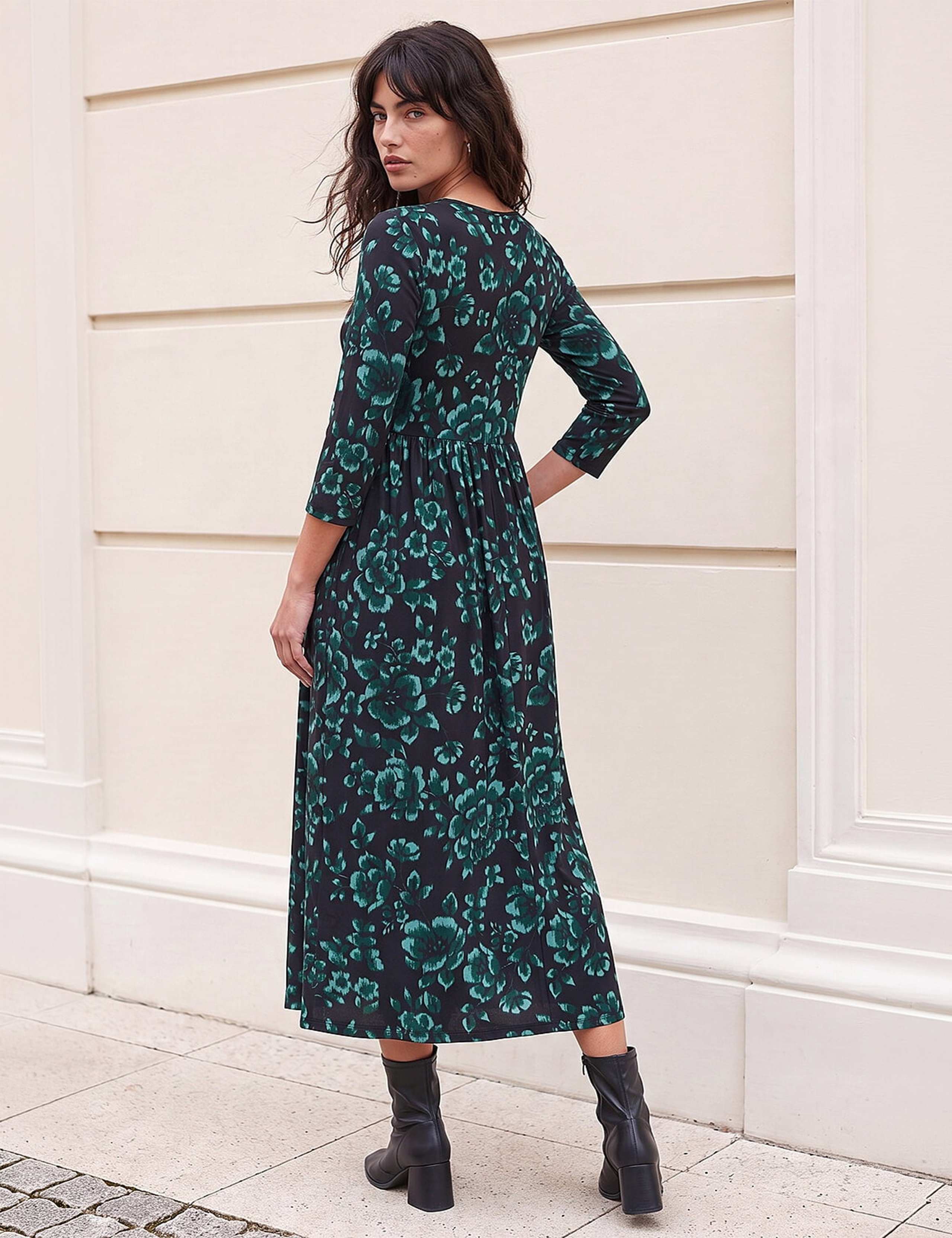 Floral Gathered Waist Midi Dress 2 of 4