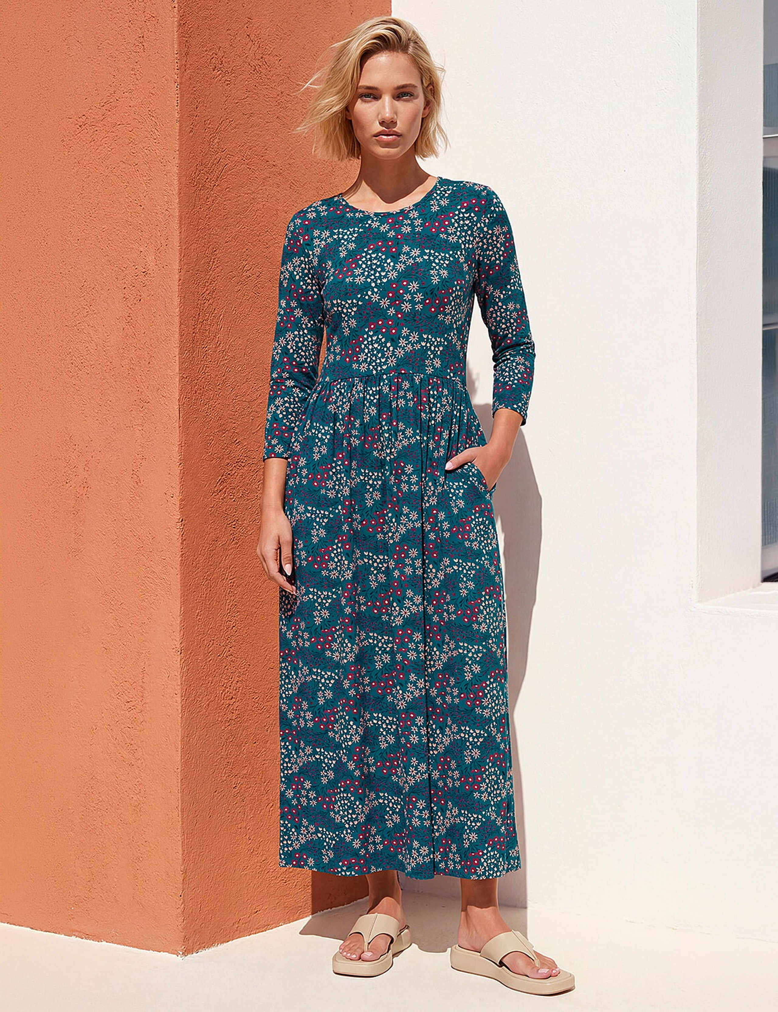 Ditsy Print Pocket Midi Dress 2 of 4