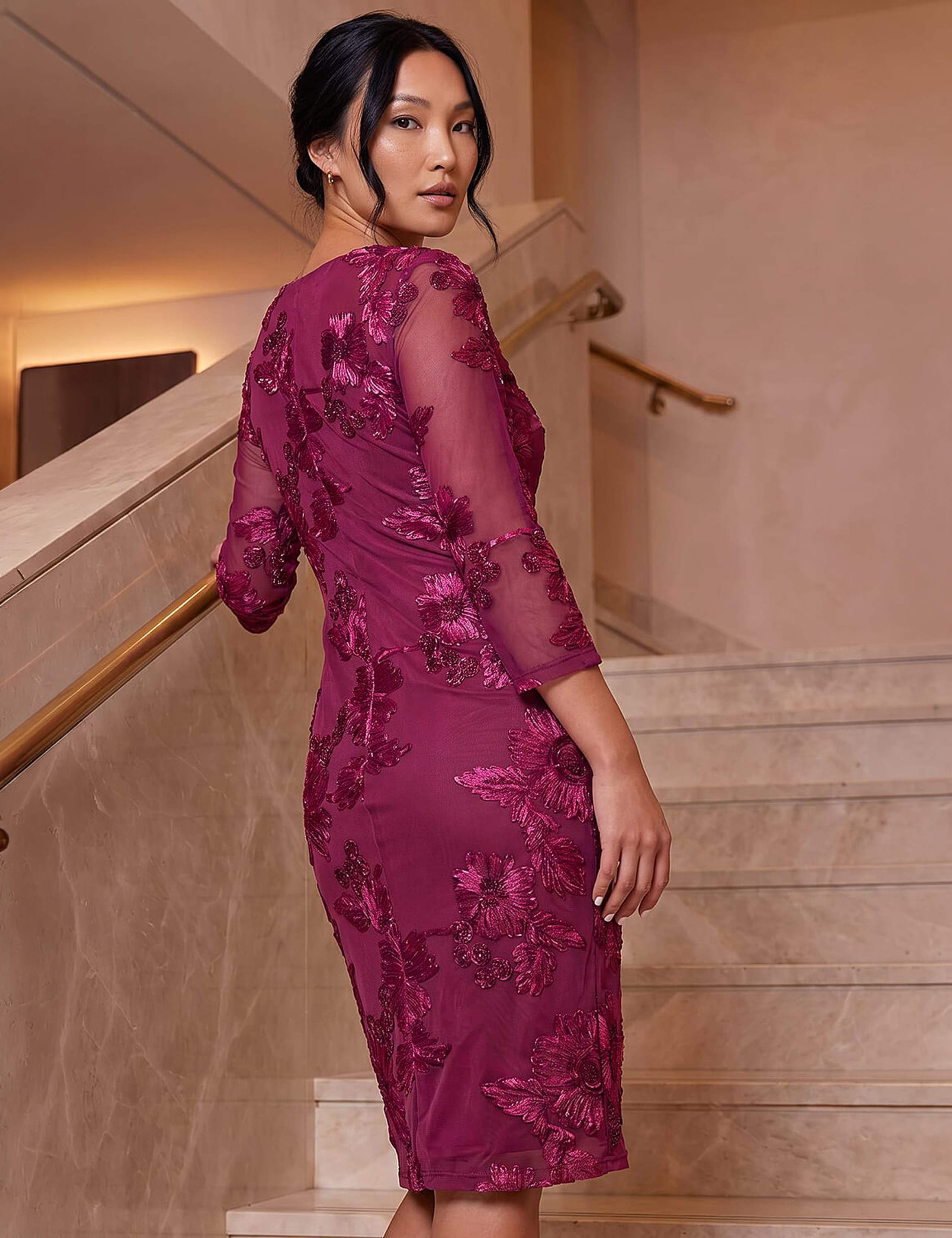 Mesh Pleated Midi Dress 2 of 4