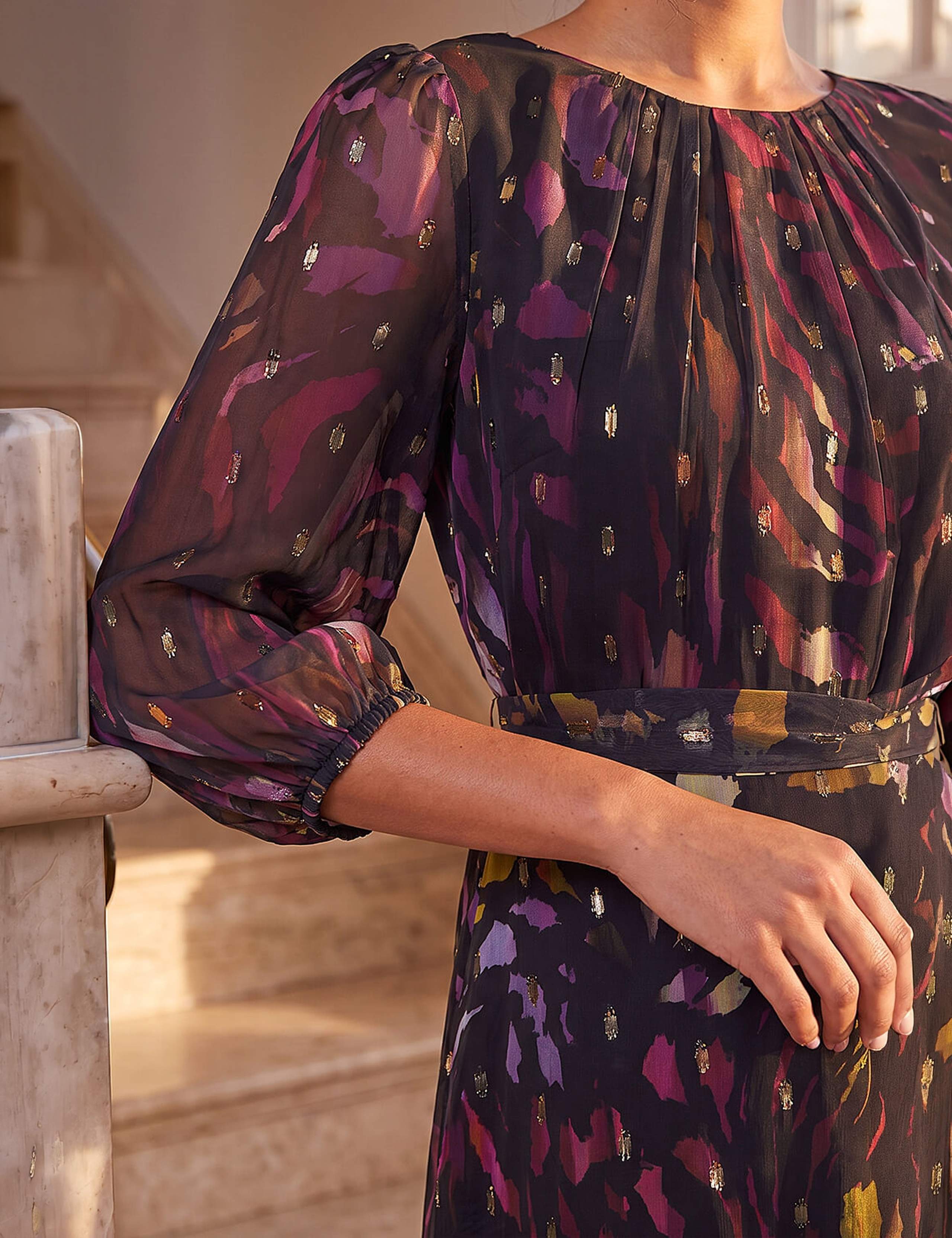 Floral Sparkly Puff Sleeve Dress 4 of 4