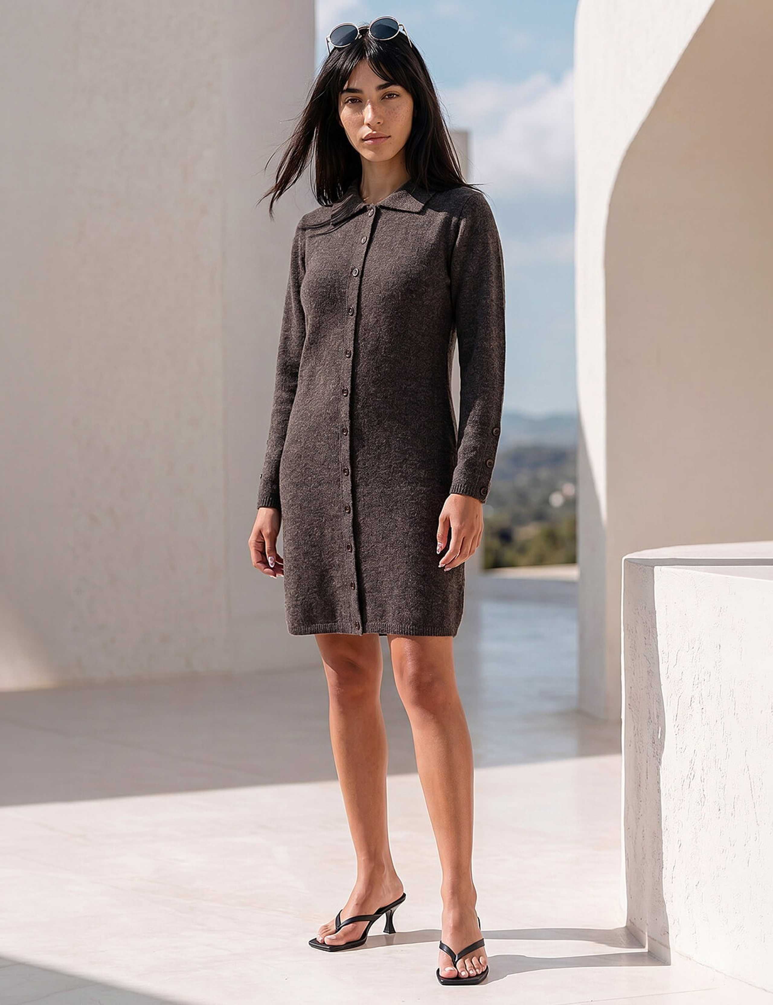 Collared Button Through Knit Shift Dress 2 of 4