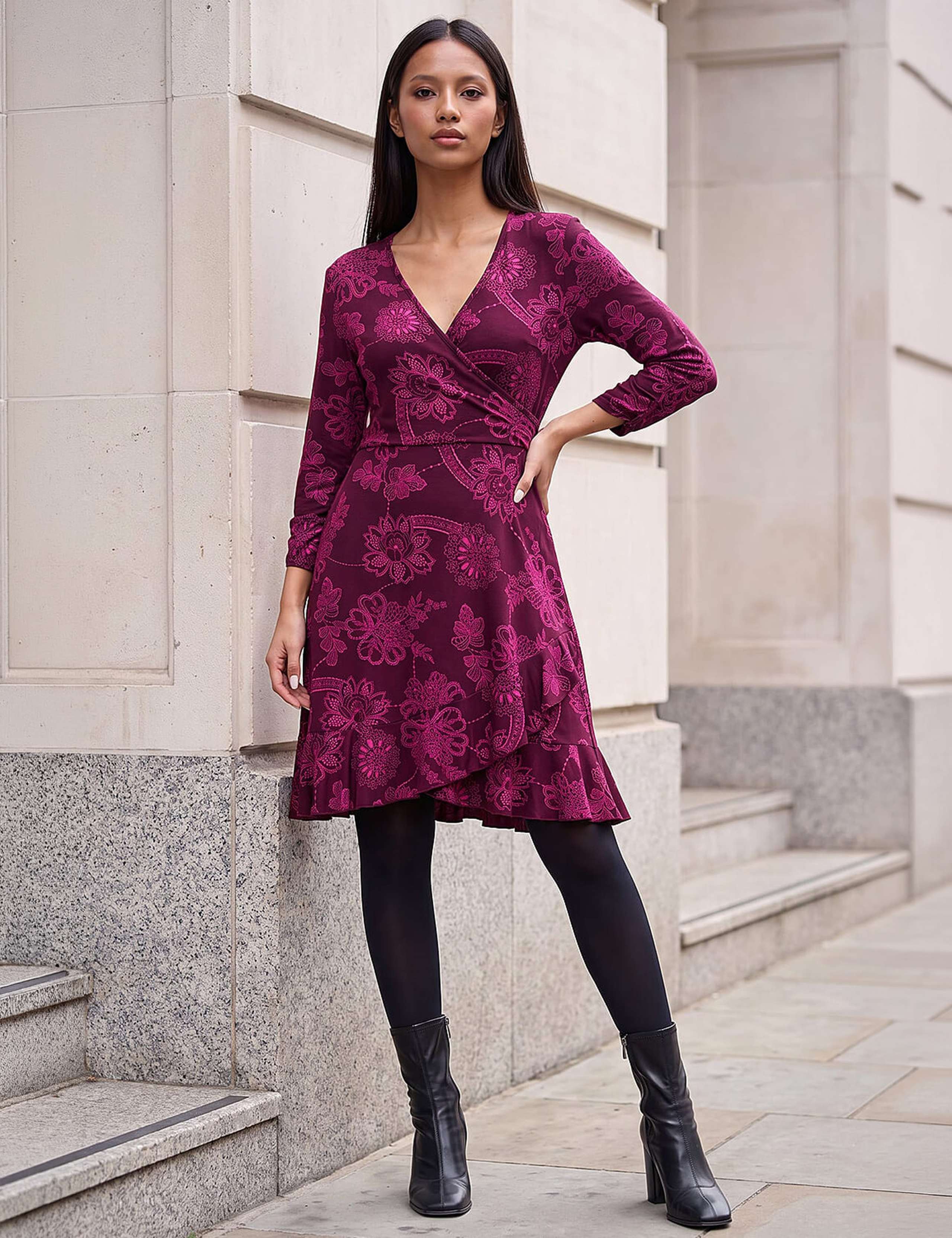 Floral Frill Wrap Mini Dress 2 of 4