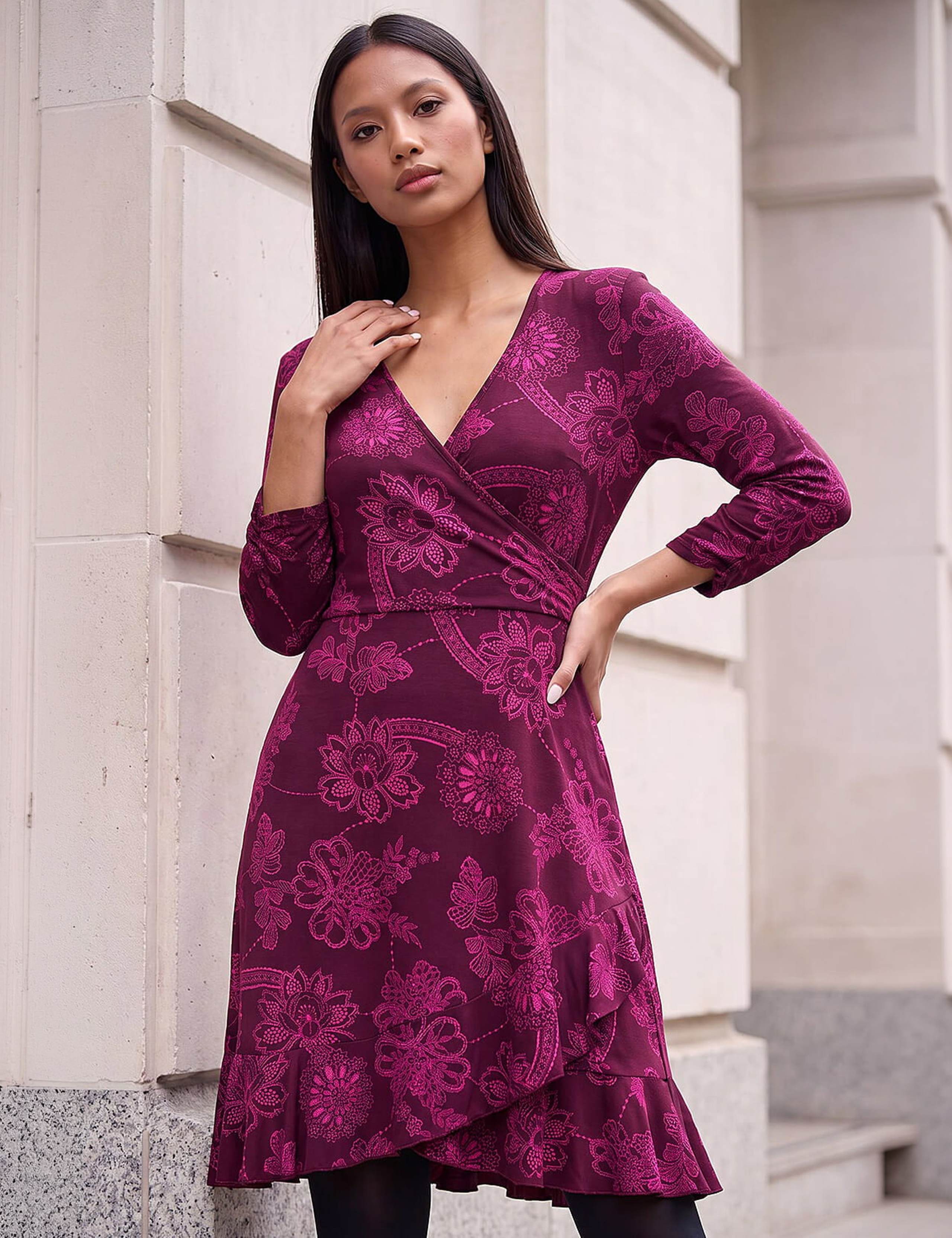 Floral Frill Wrap Mini Dress 3 of 4