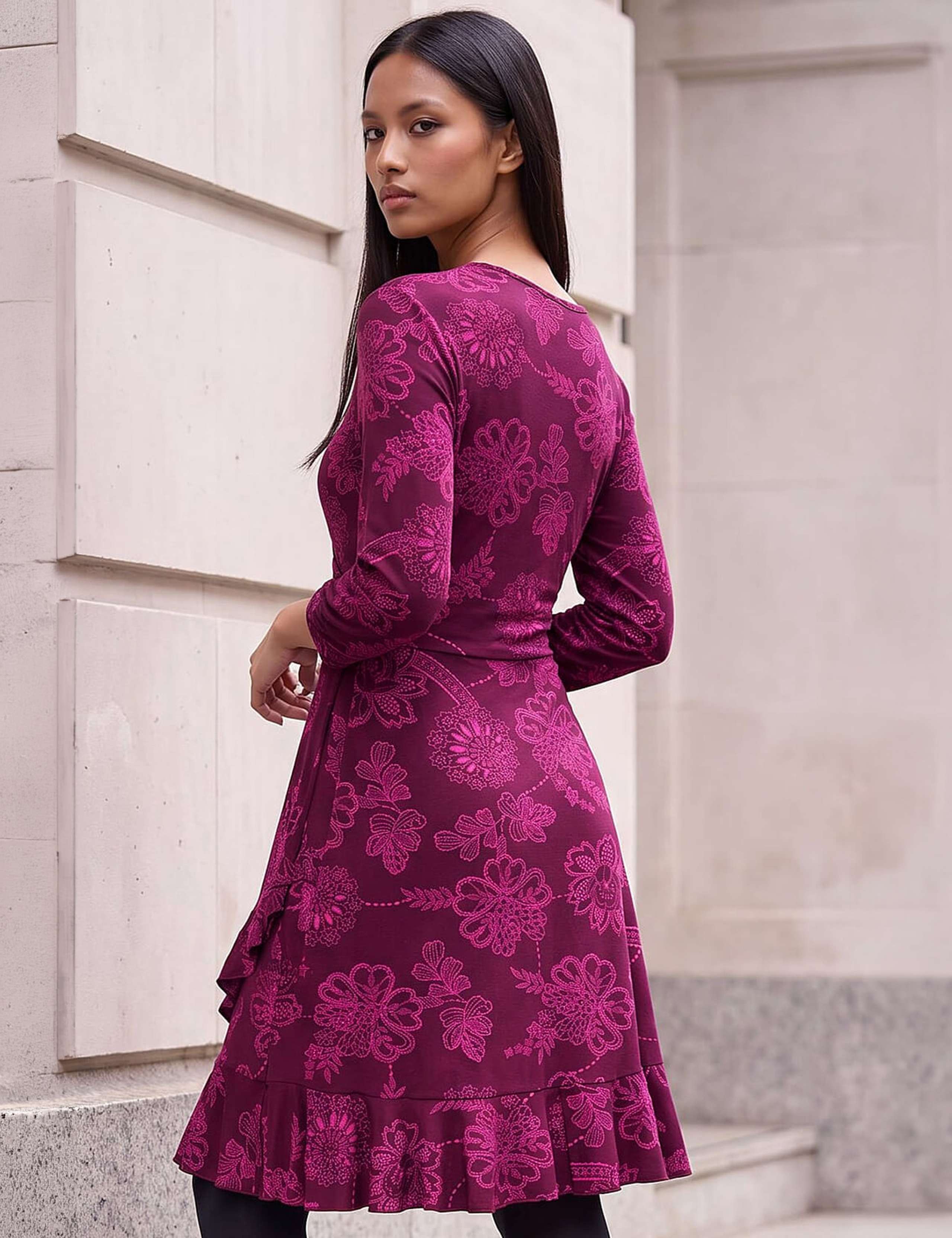 Floral Frill Wrap Mini Dress 4 of 4