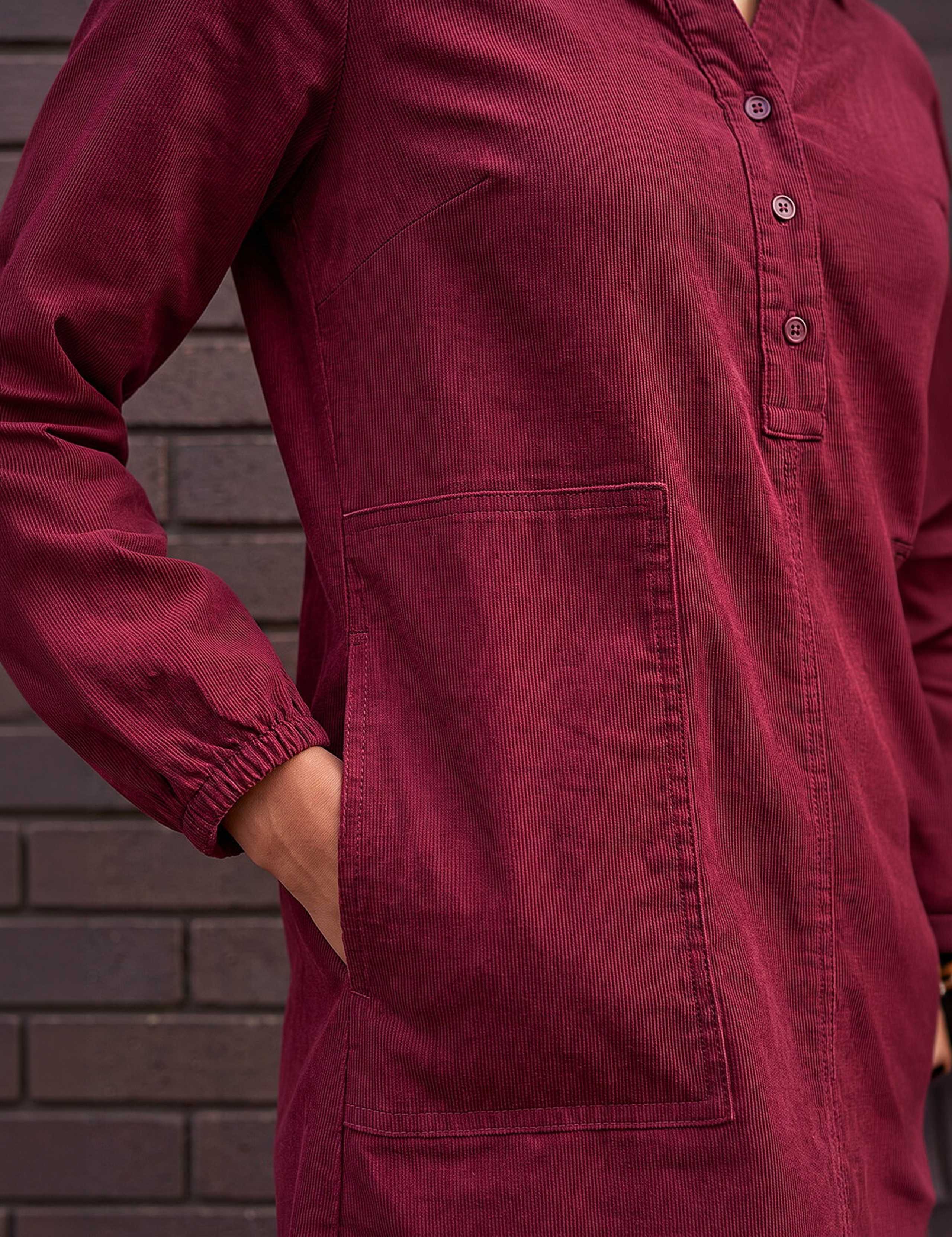 Pure Cotton Collared Button Detail Knee Length Shirt Dress 4 of 4