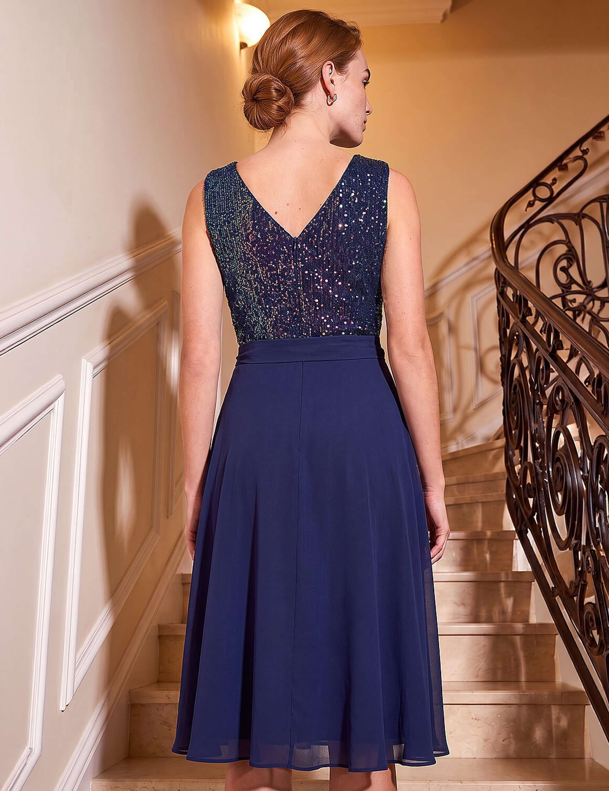 Sequin Bodice Chiffon Skirt Dress 3 of 4