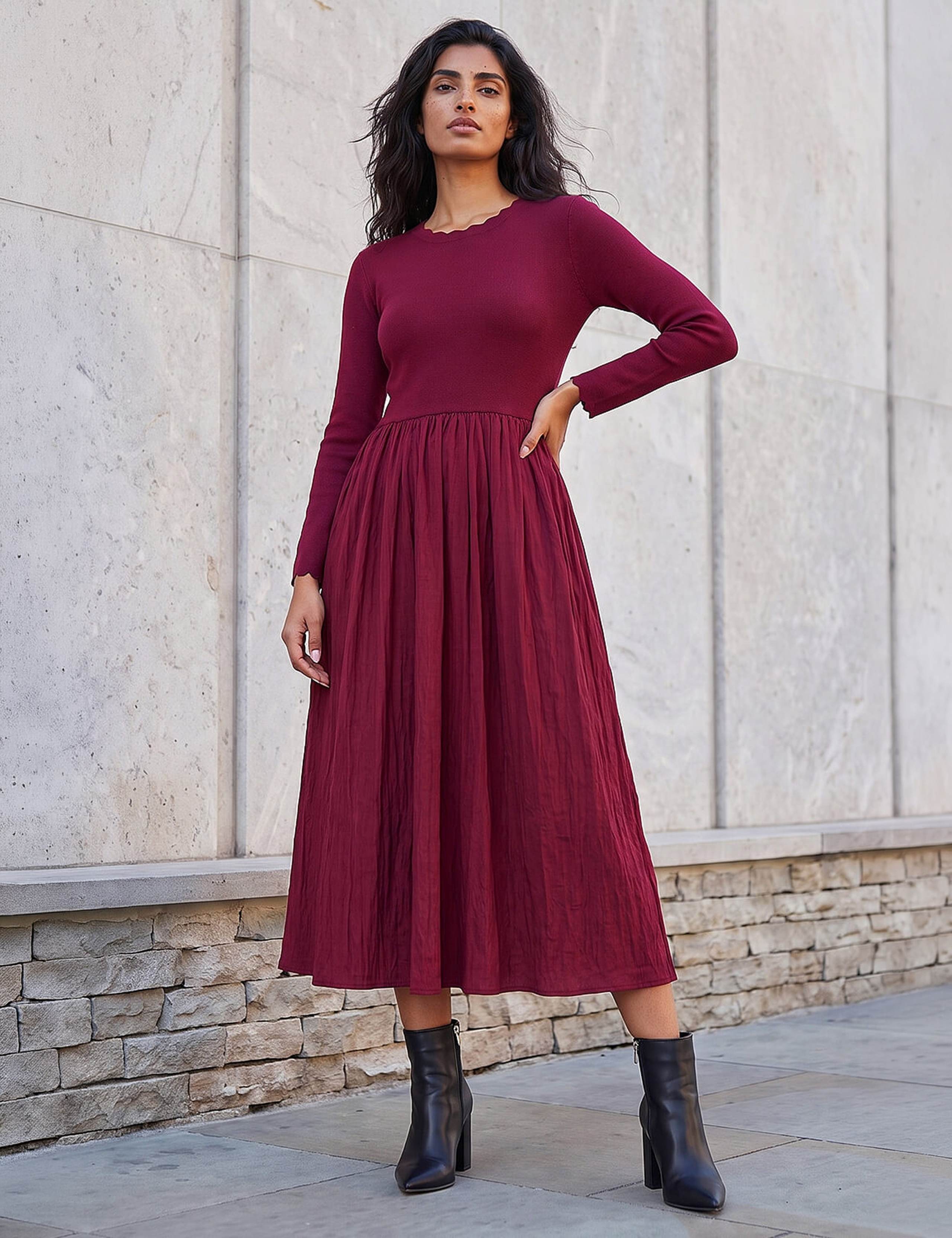 Scallop Neck Swing Dress 2 of 4