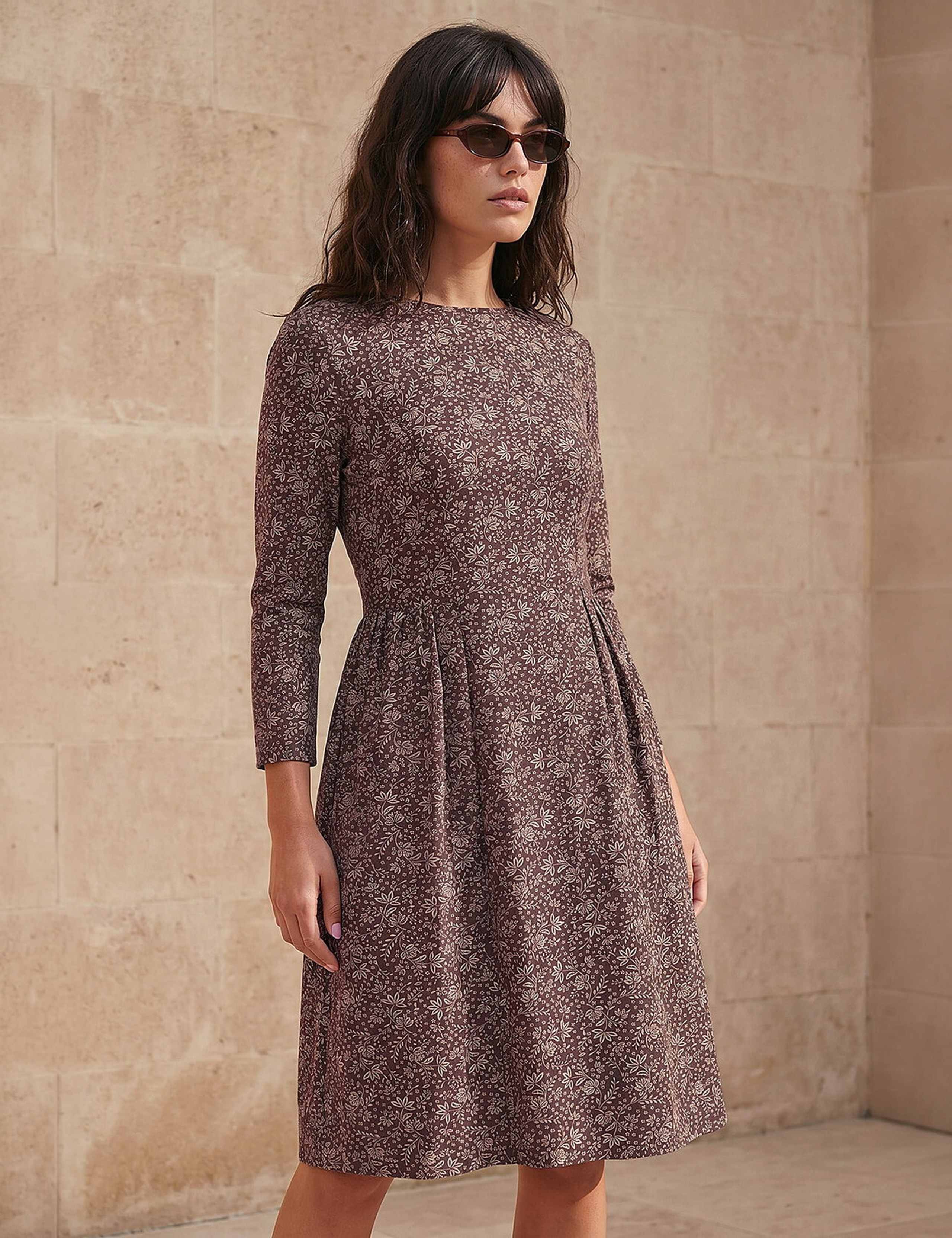 Printed Scoop Neck Mini Waisted Dress 1 of 4