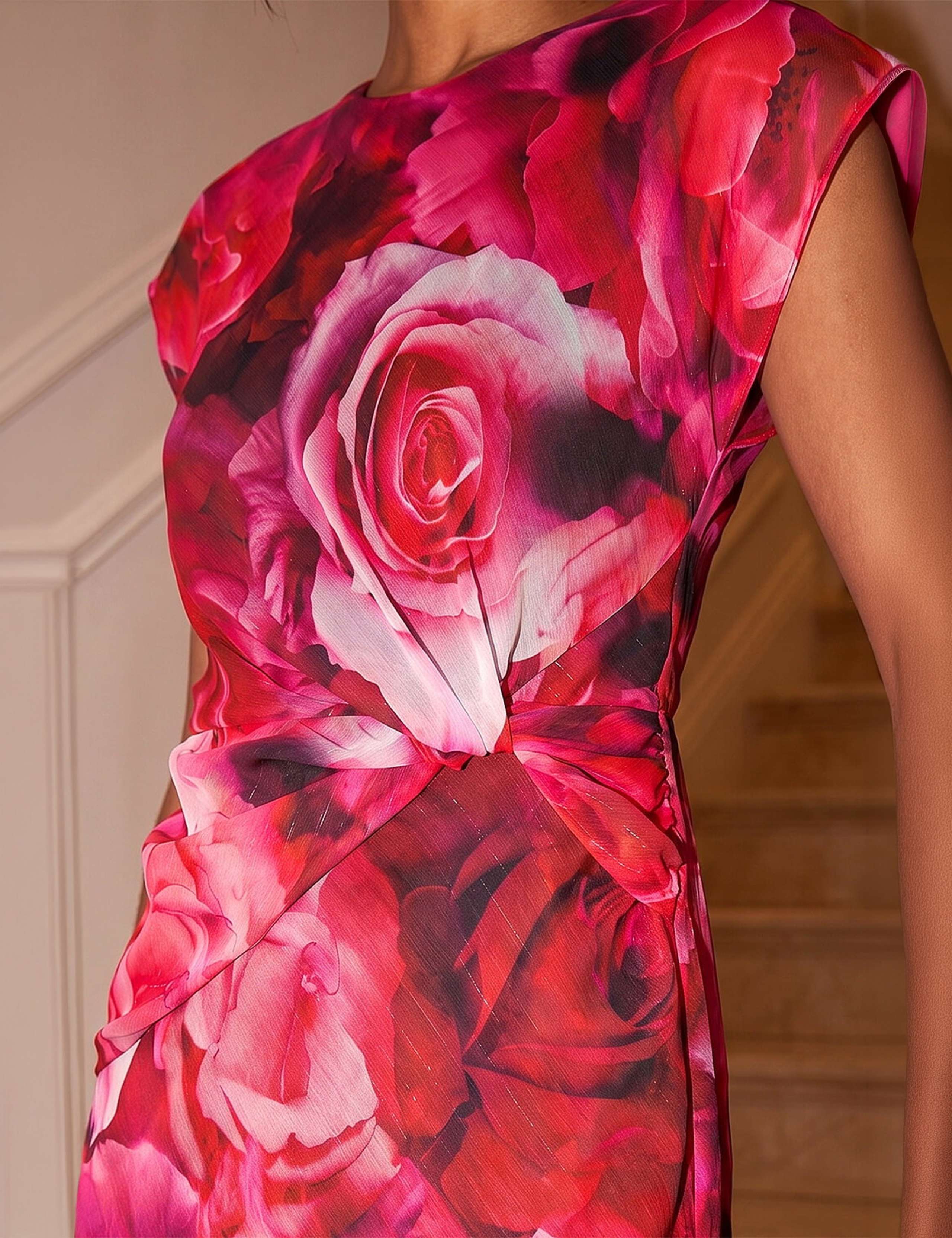 Floral Scoop Neck Twist Front Midi Dress 4 of 4