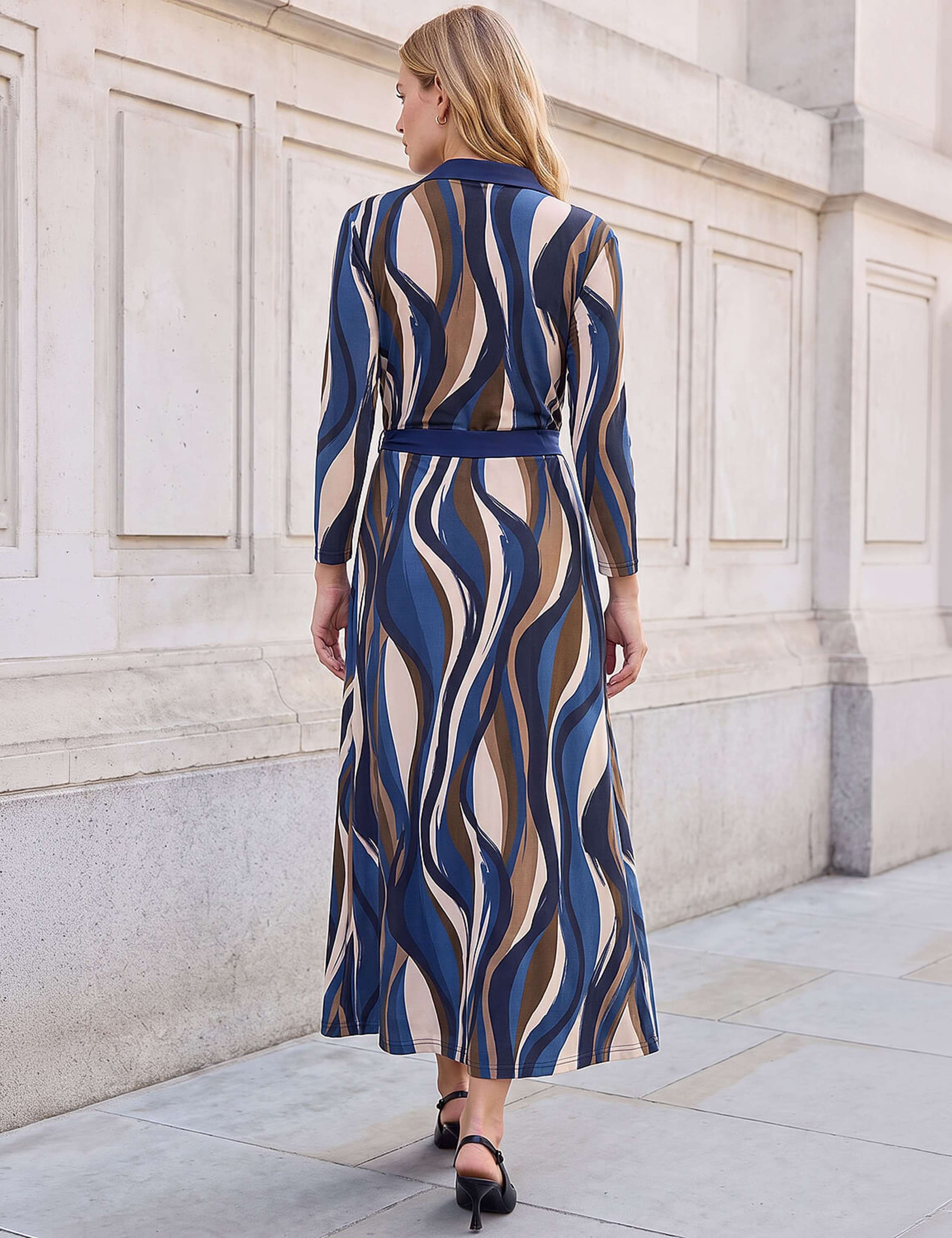 Abstract Print Wrap Midi Dress 3 of 4