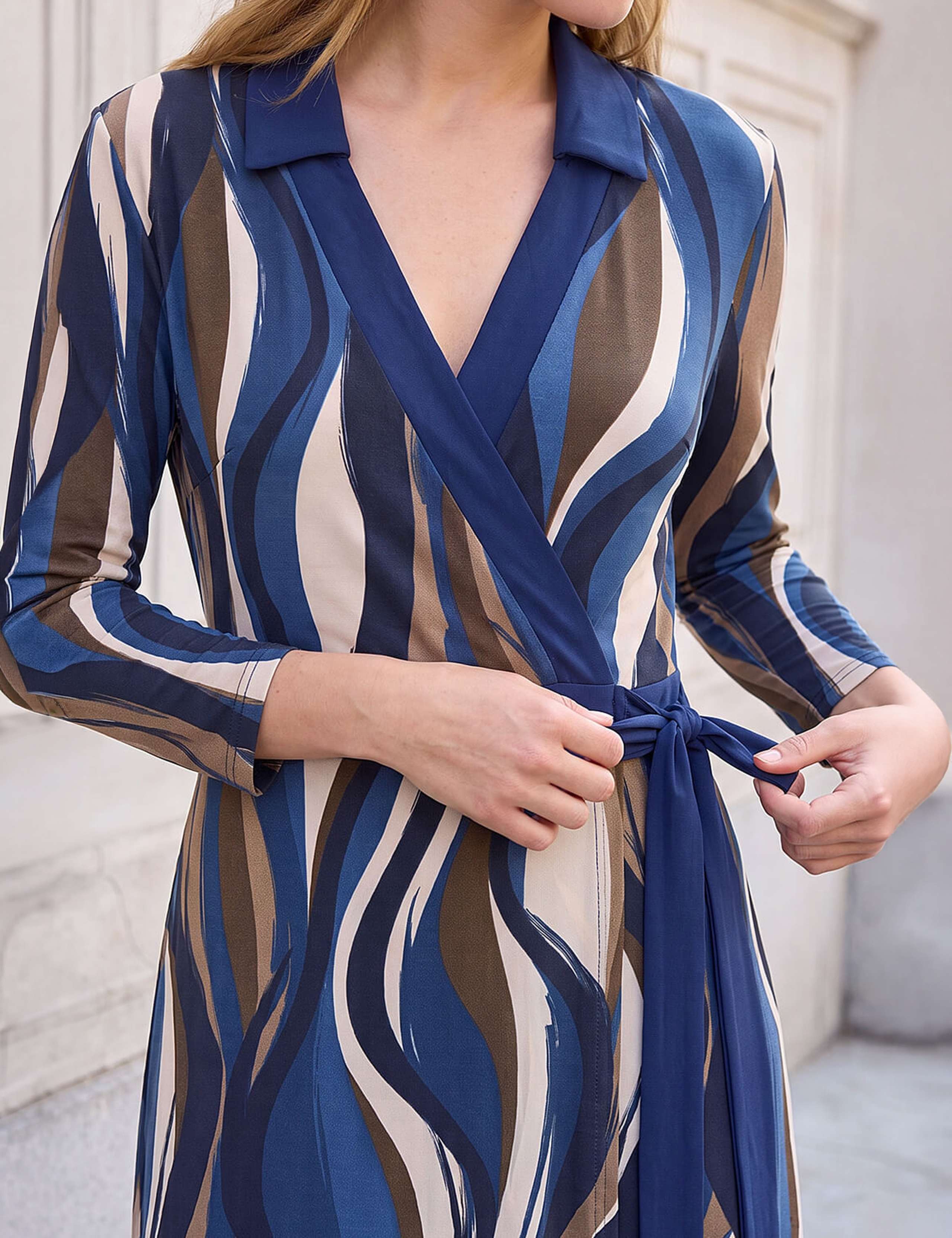 Abstract Print Wrap Midi Dress 4 of 4