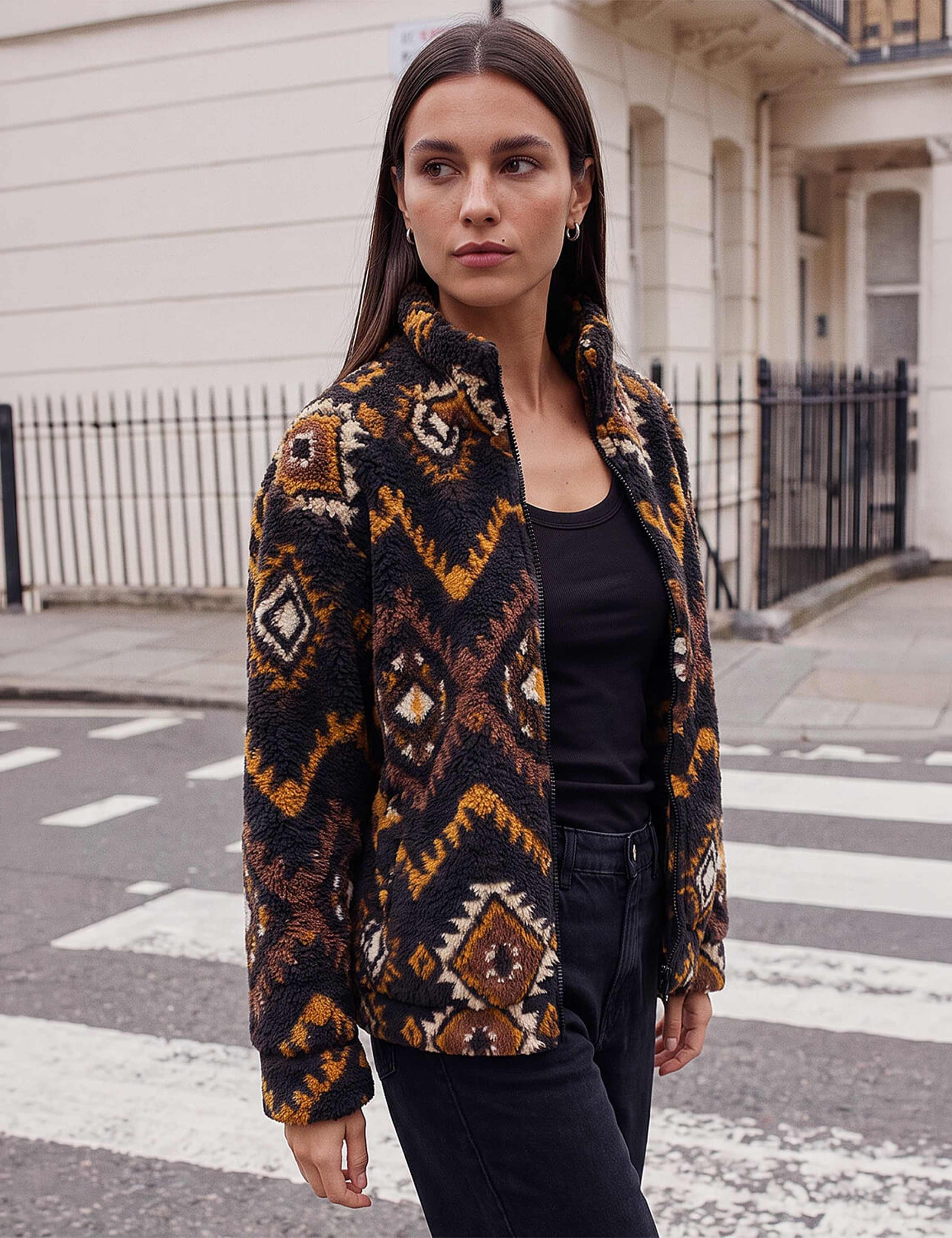 Aztec Print Zip Fleece Jacket 4 of 4