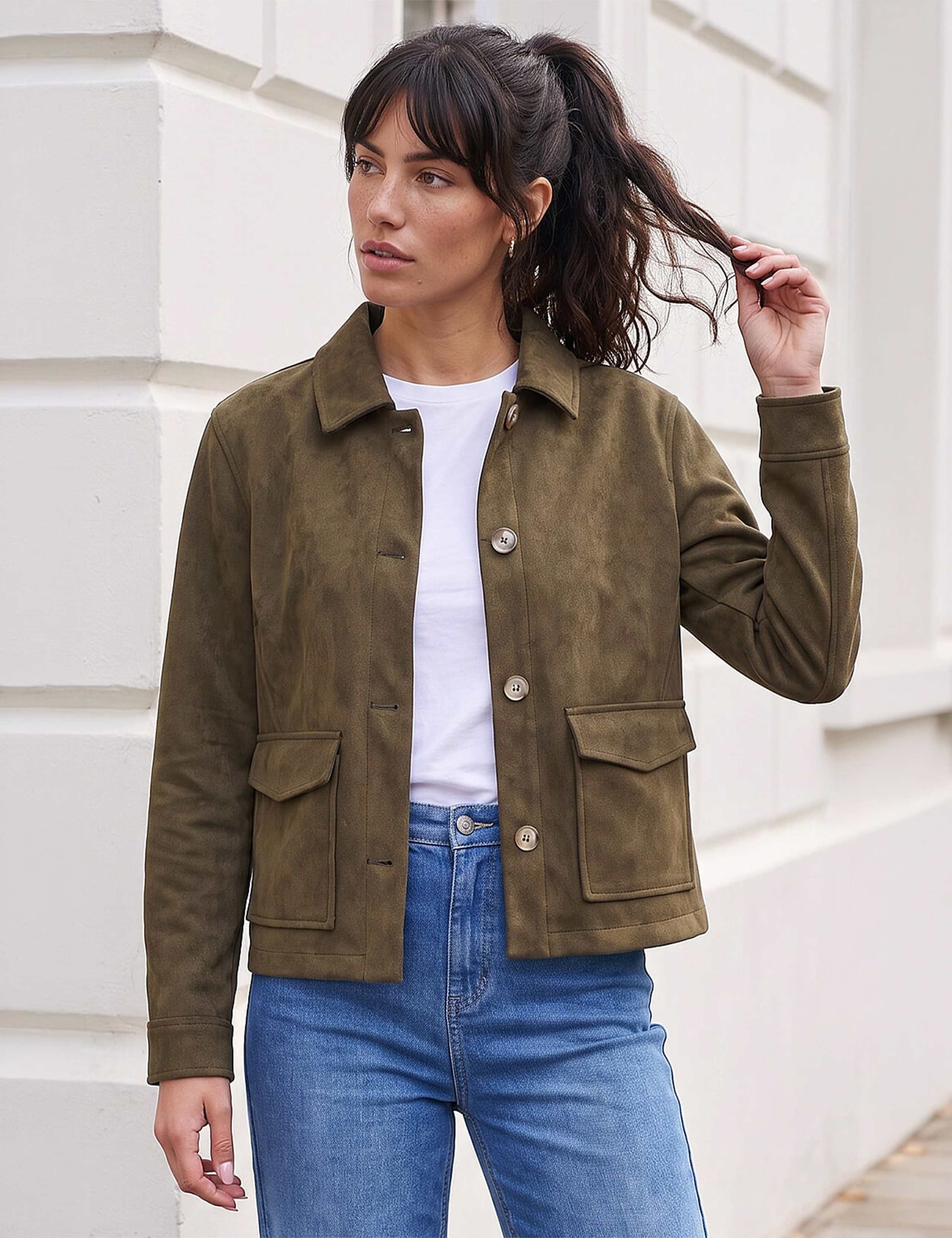 Suedette Button Jacket 1 of 4
