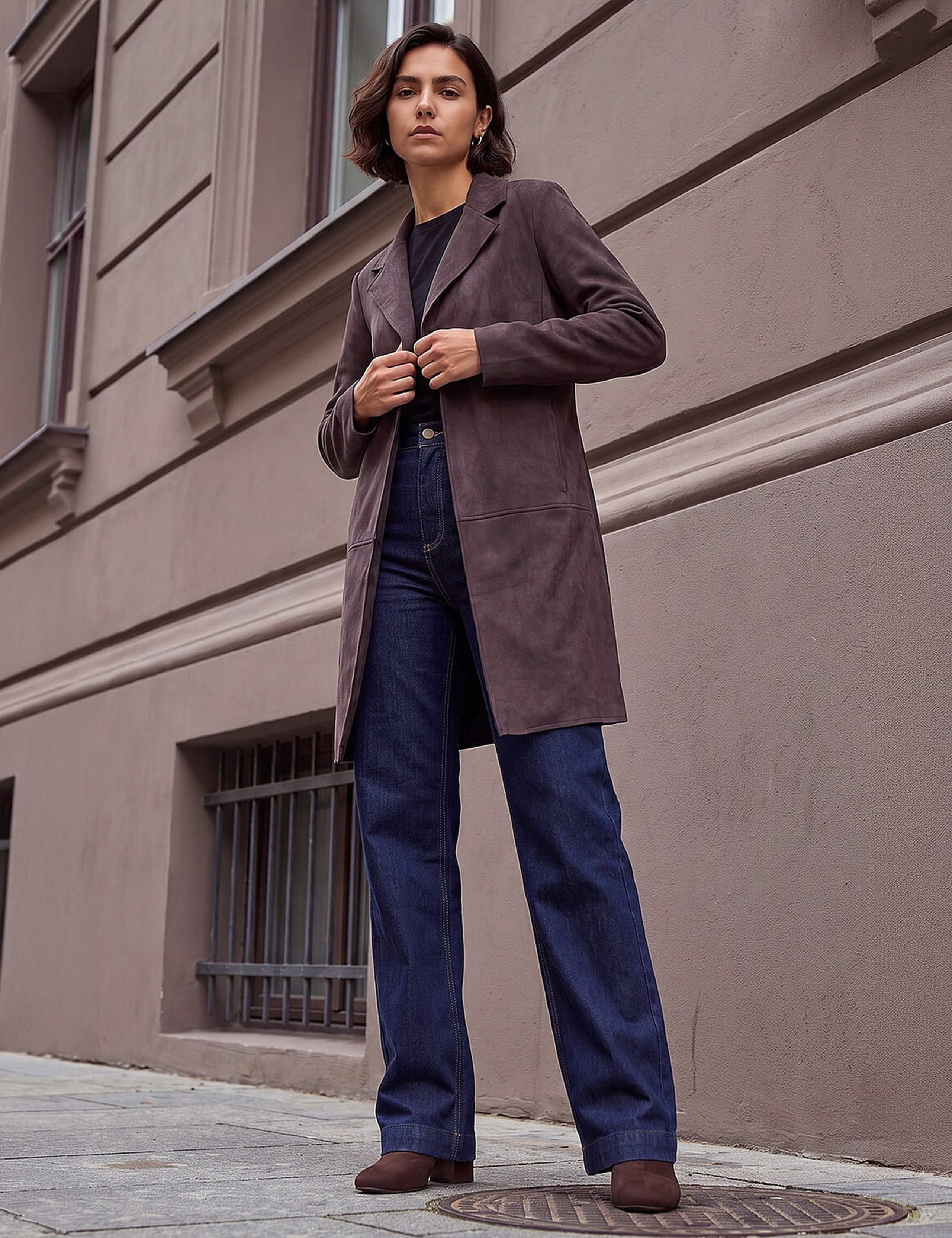 Suedette Revere Collar Longline Jacket 2 of 4