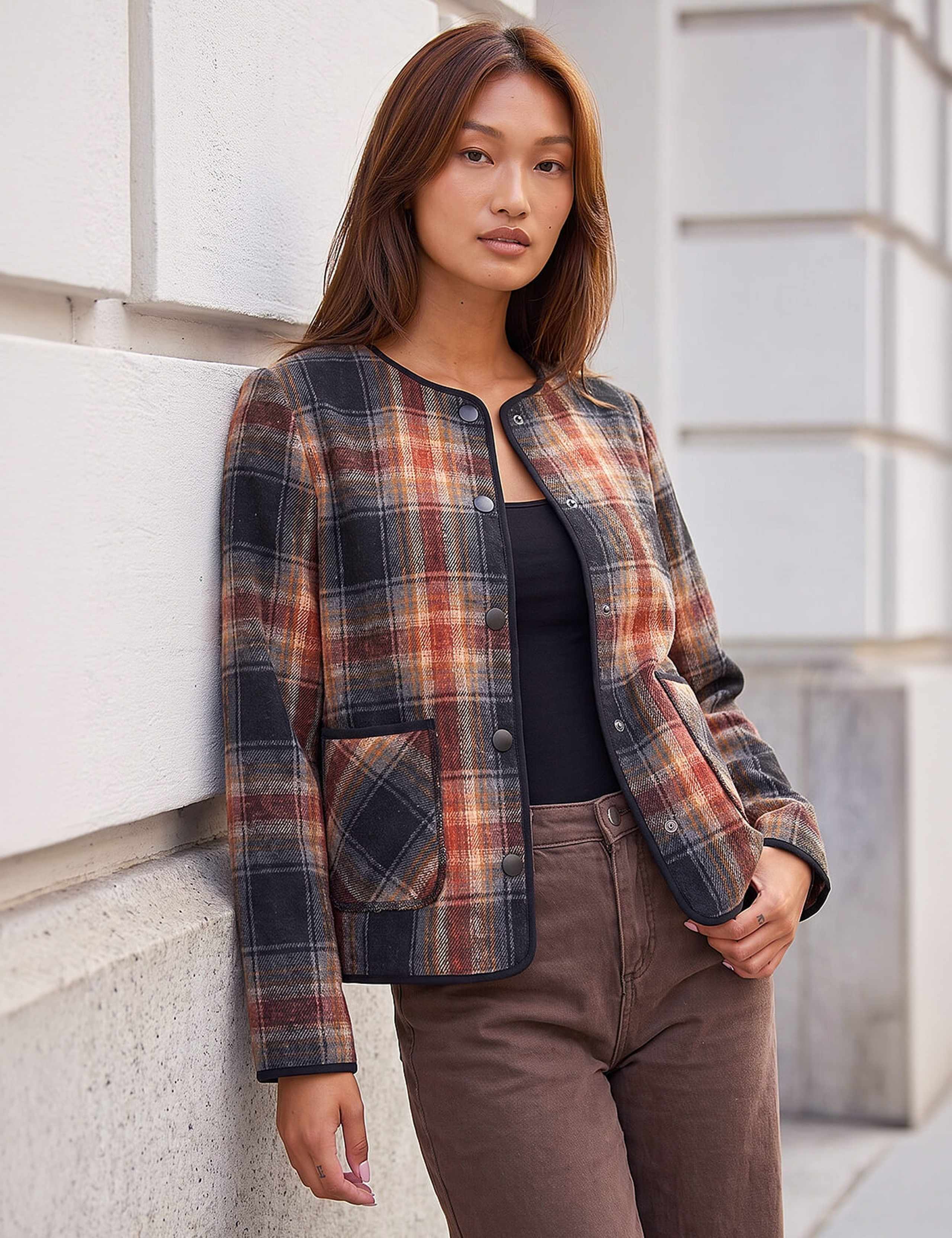 Checked Button Front Jacket 1 of 4