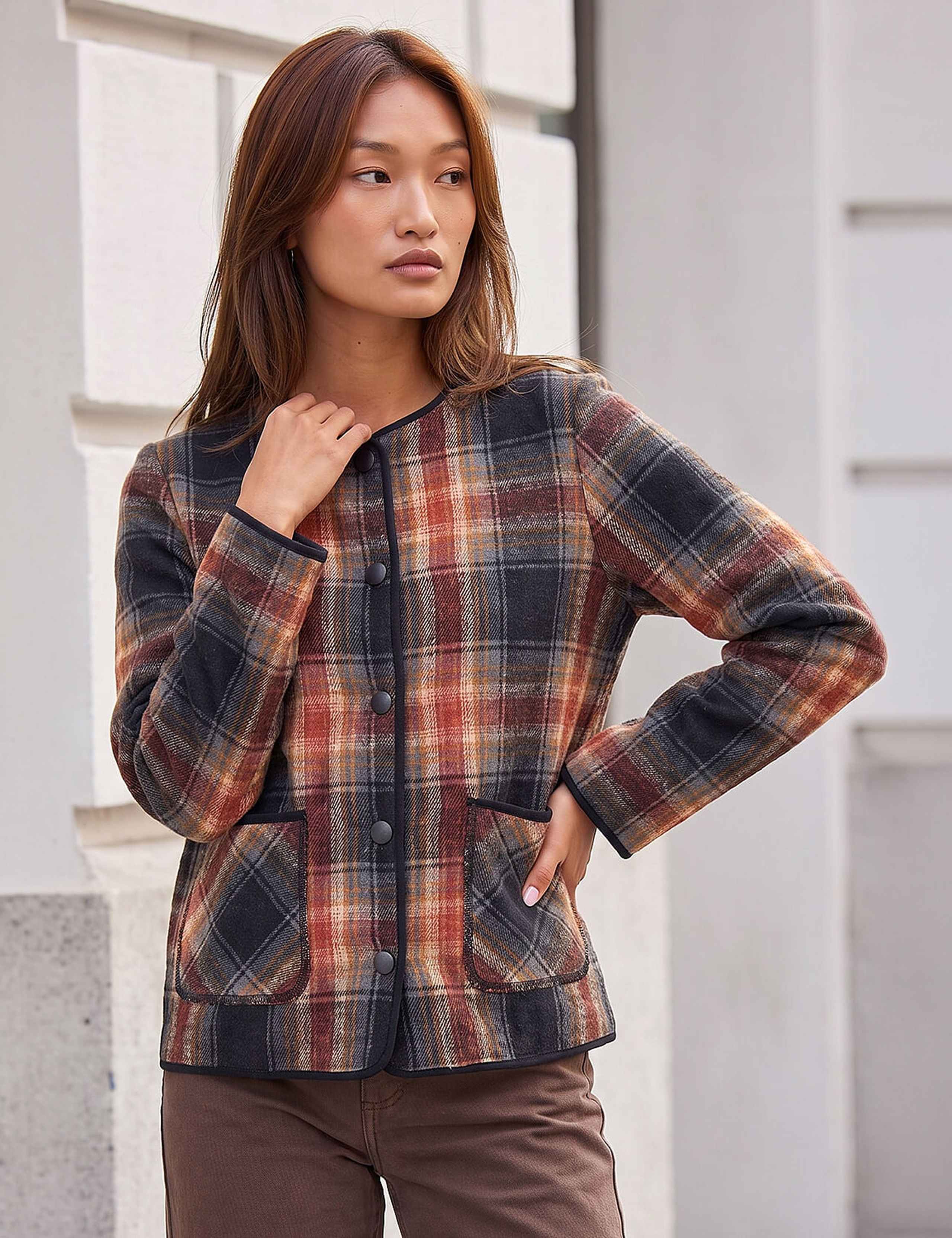 Checked Button Front Jacket 4 of 4