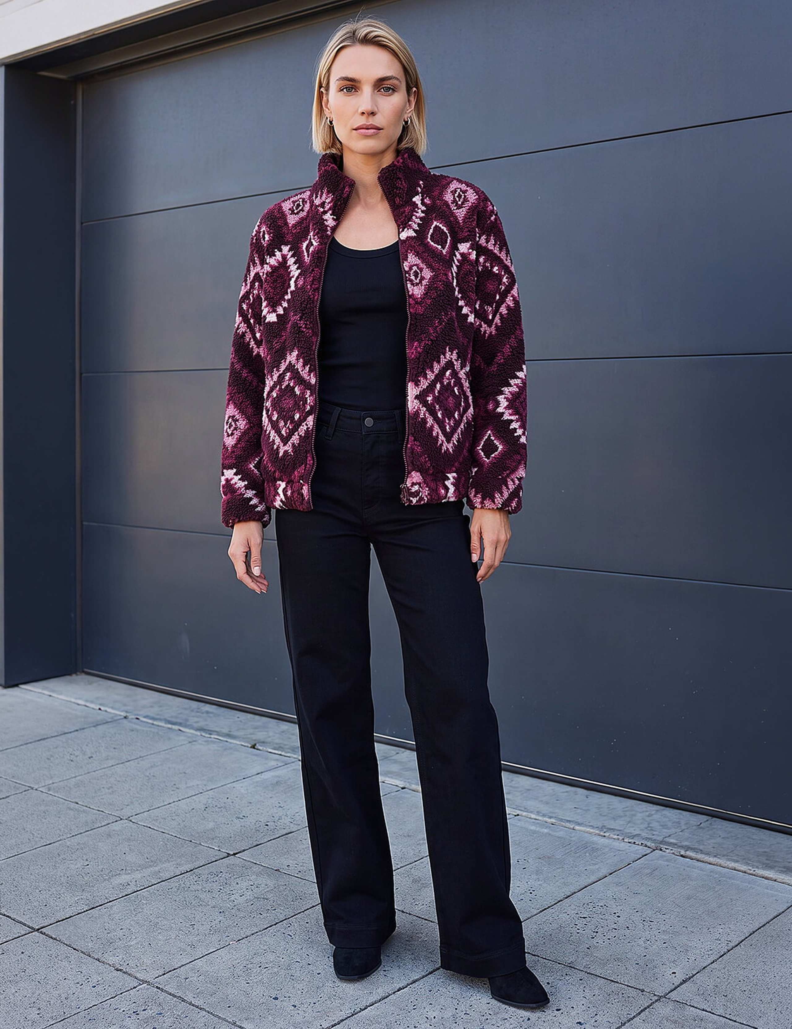 Aztec Print Zip Fleece Jacket 3 of 4