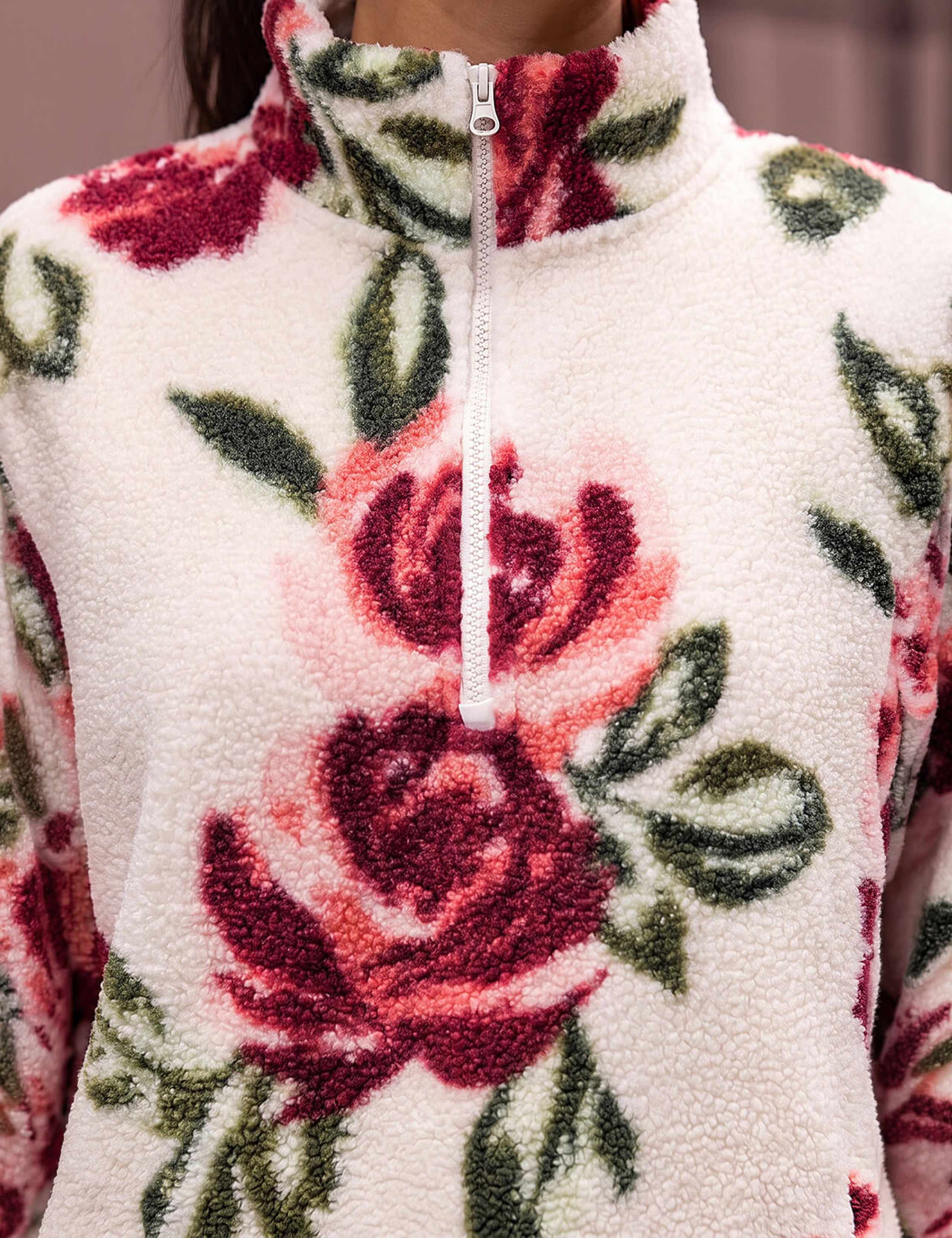 Rose Print Zip Fleece Jacket 4 of 4