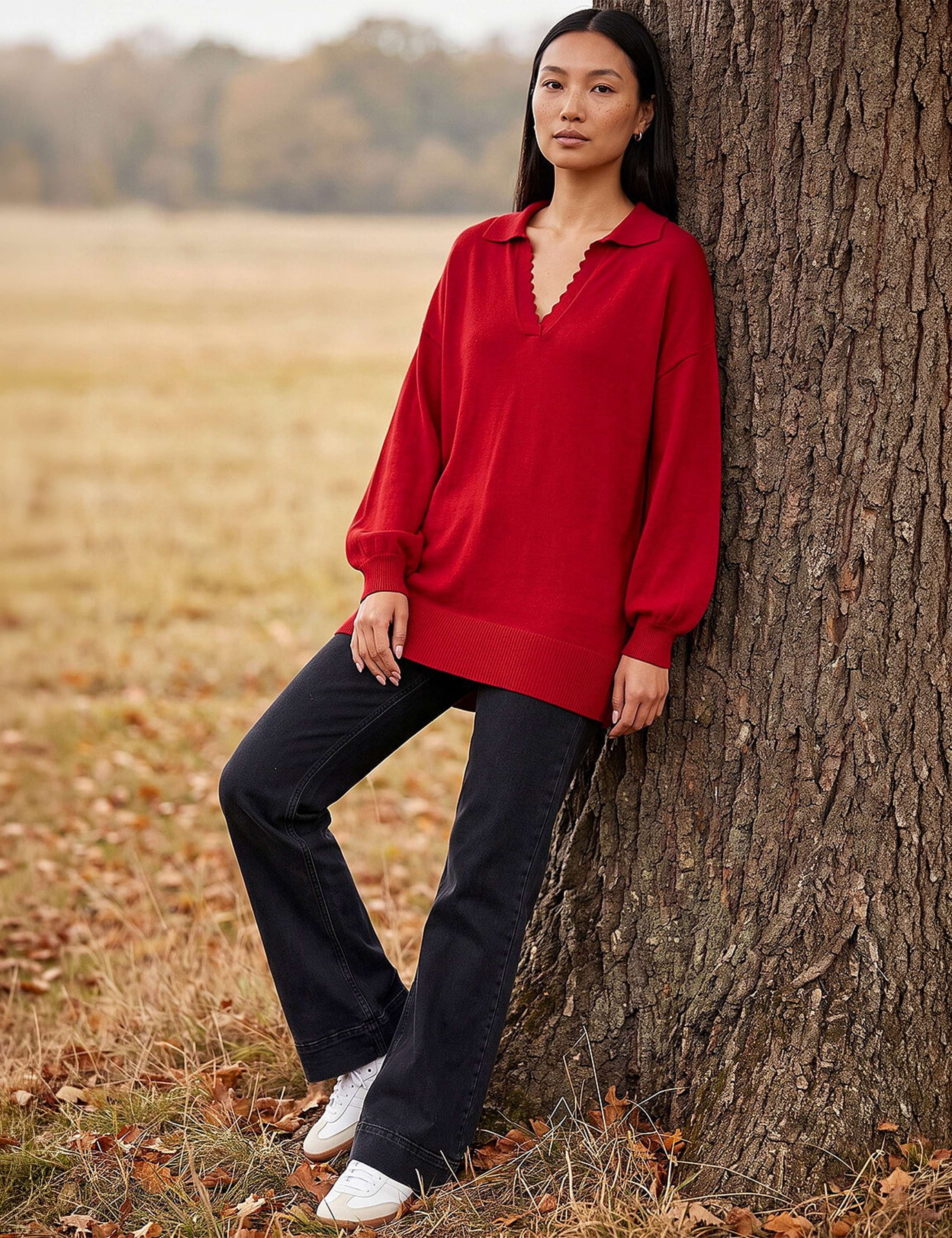 Collared V Neck Boyfriend Jumper 2 of 4