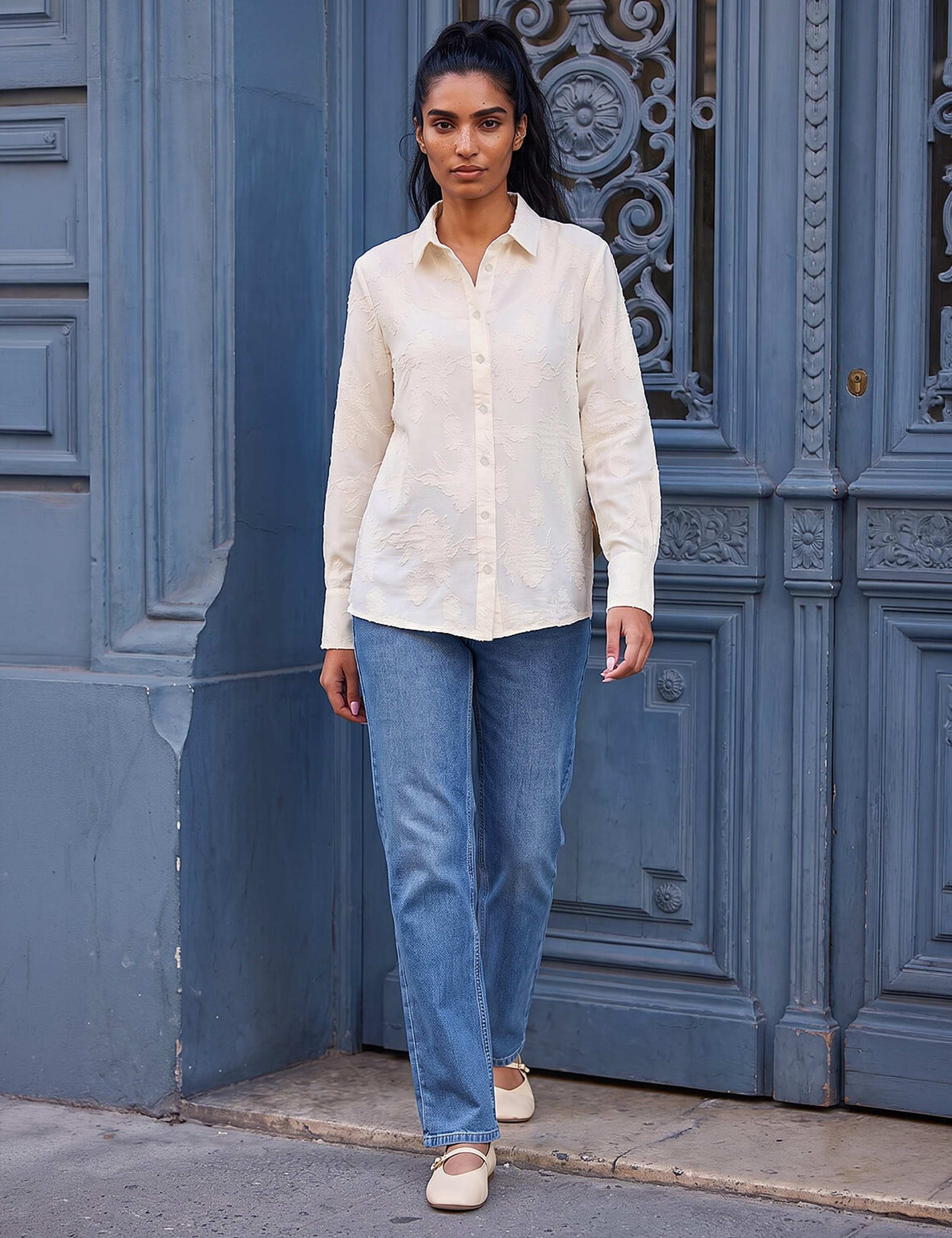 Floral Textured Collared Shirt 3 of 4