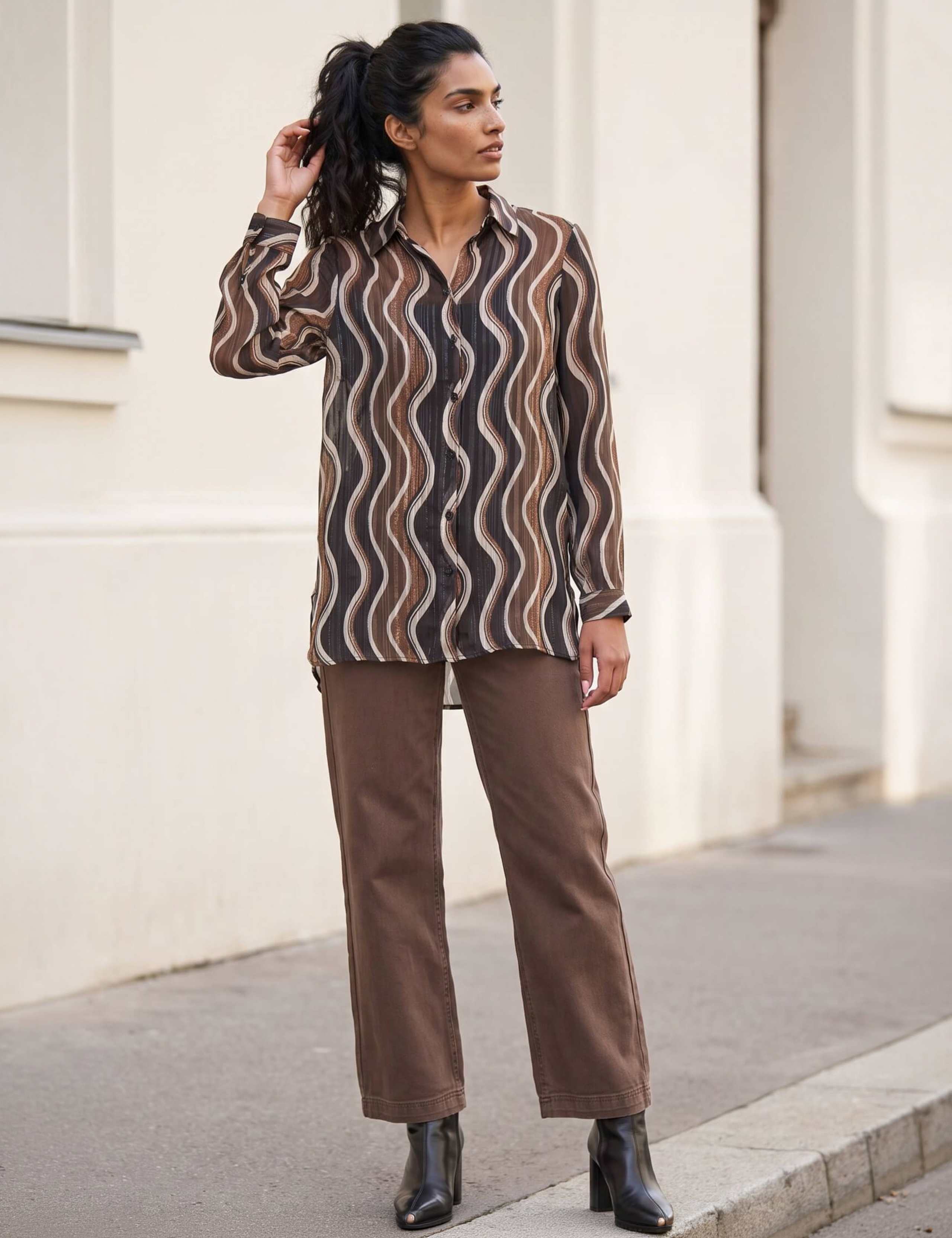 Satin Printed Collared Shirt 3 of 3