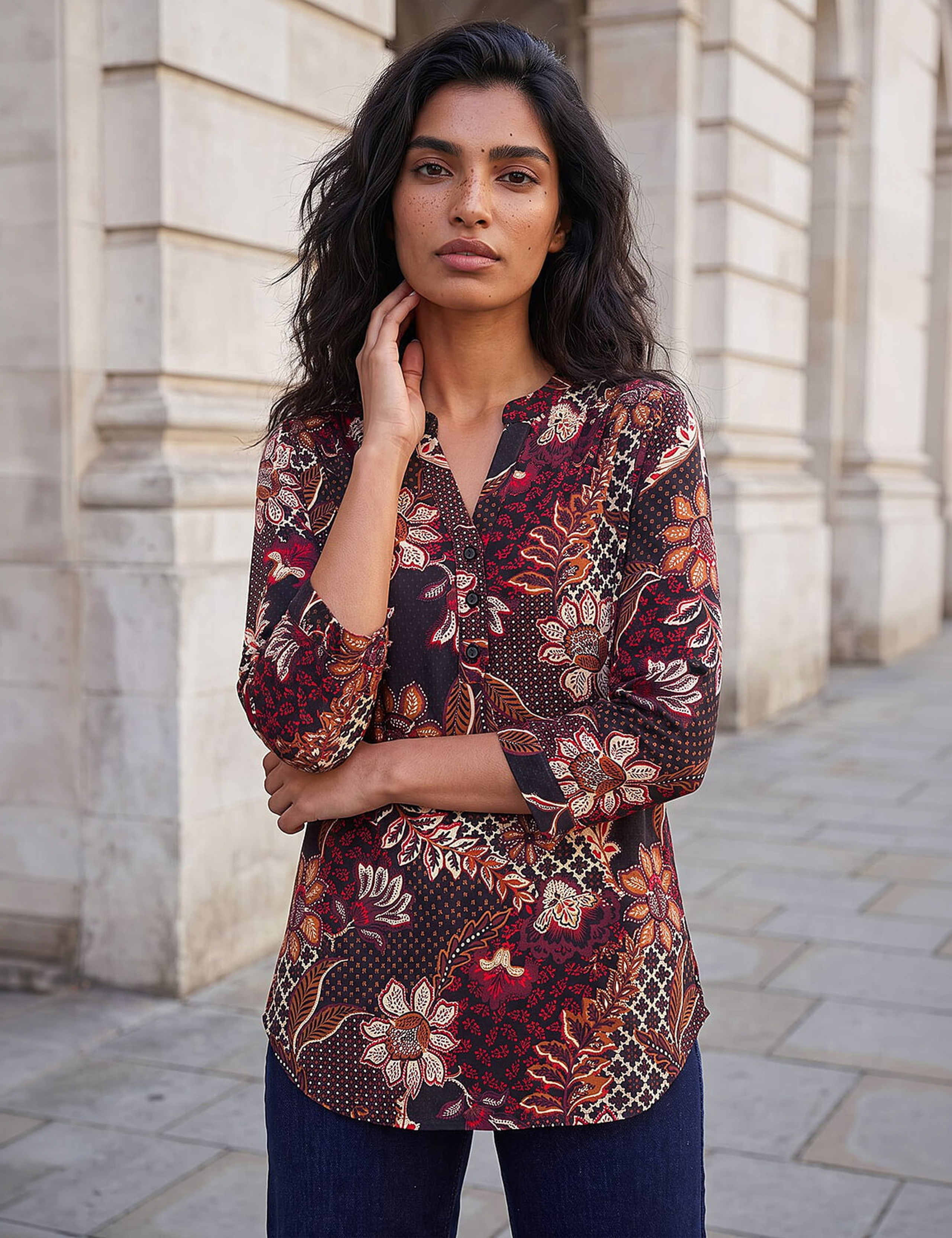 Floral Notch Neck Shirt 1 of 4