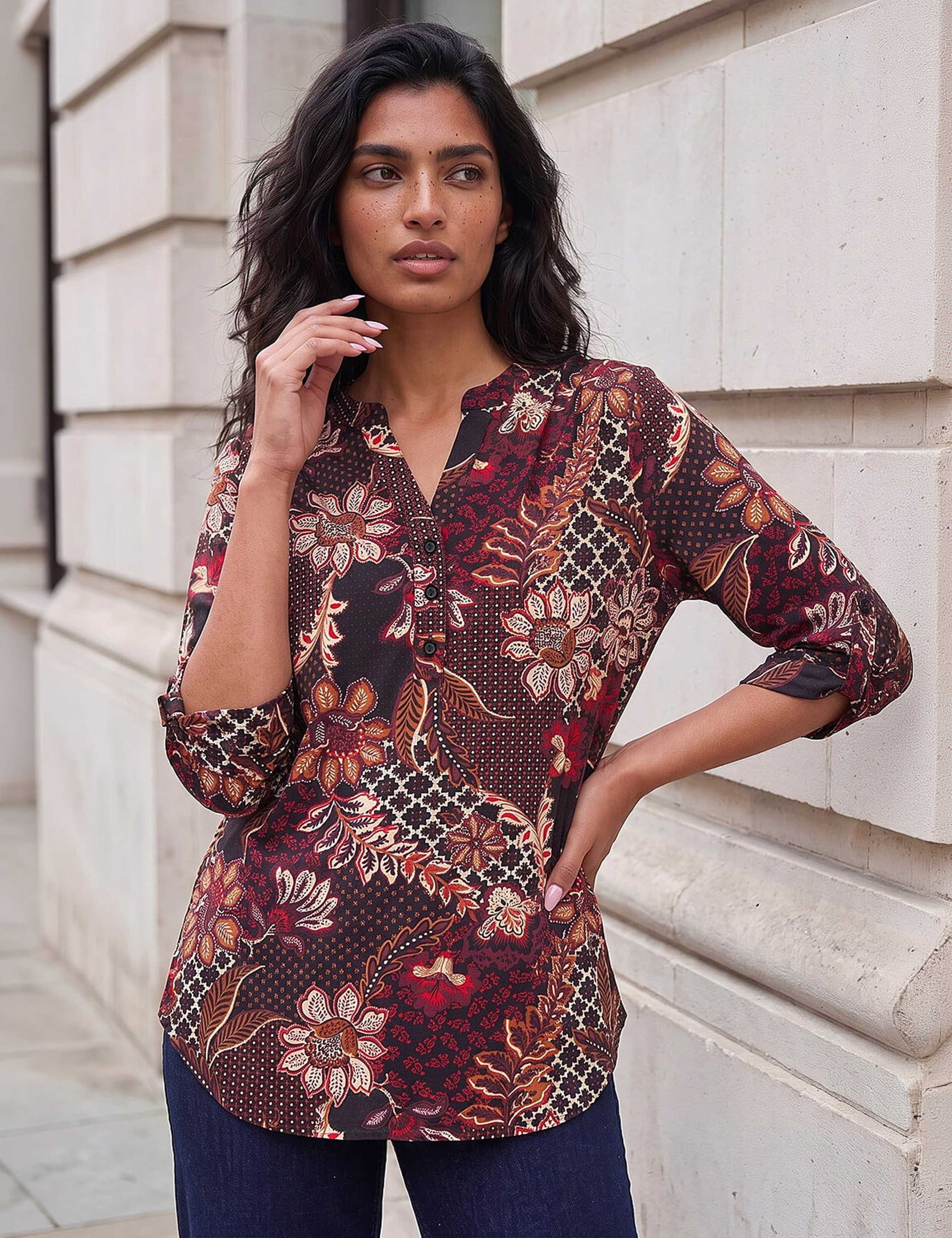 Floral Notch Neck Shirt 2 of 4
