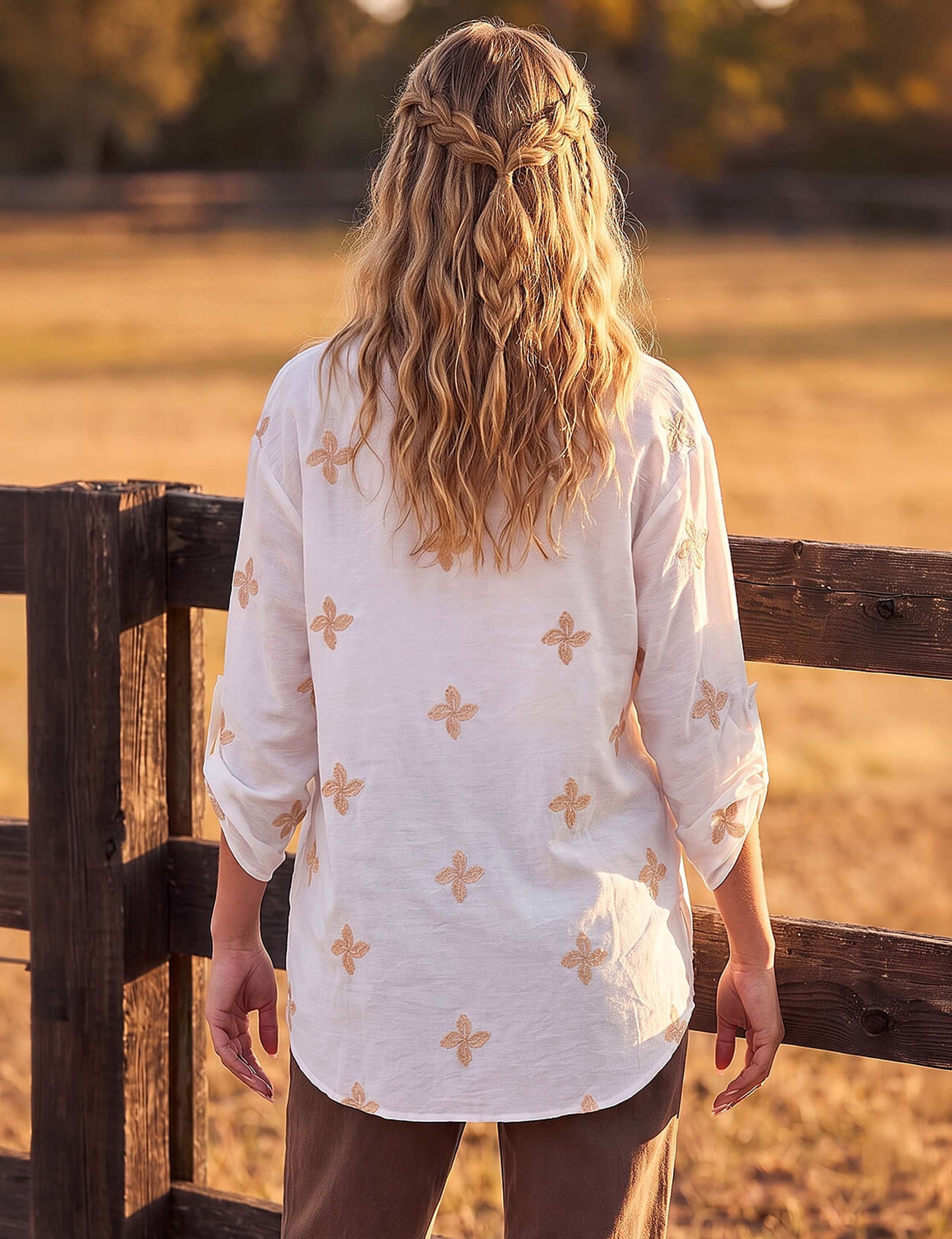Floral Embroidered Collared Shirt 2 of 2